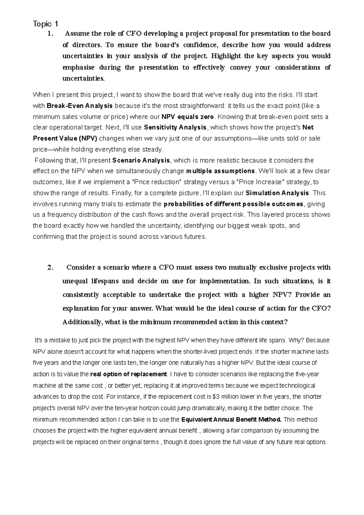 CFO Project Proposal Strategies: Addressing Uncertainties in Financial ...