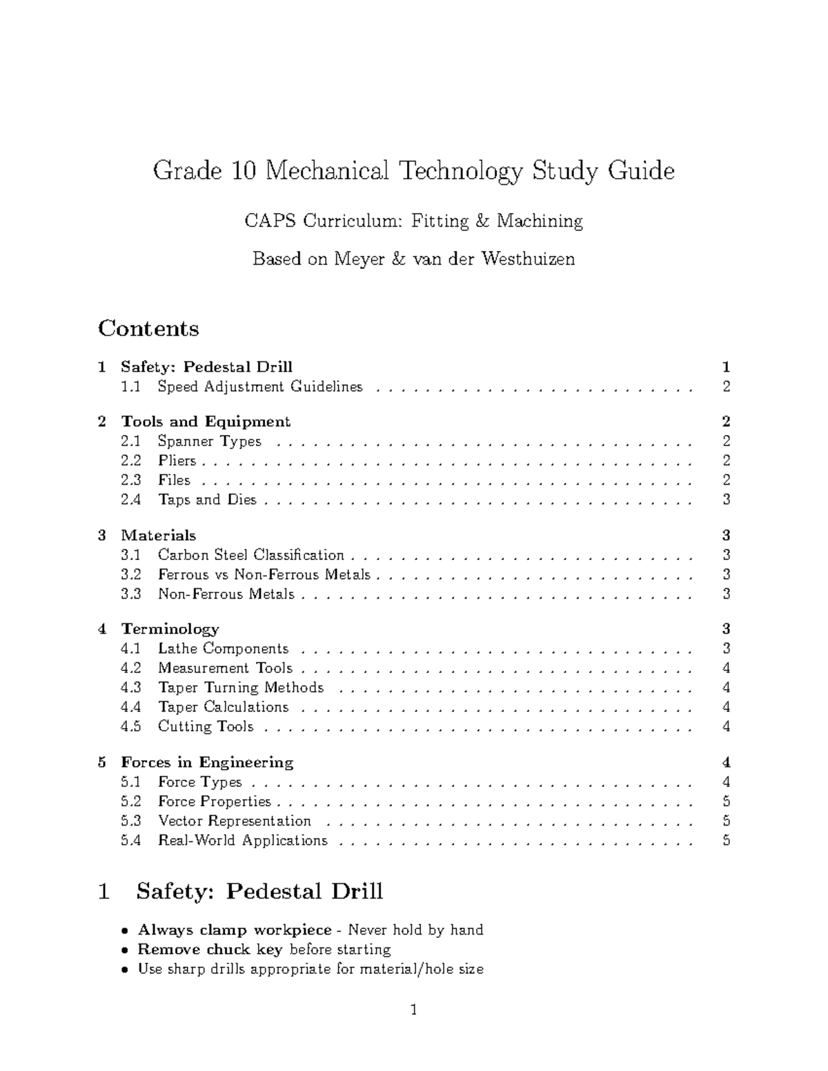 Grade 10 Mechanical Technology Study Guide: Fitting & Machining - Studocu