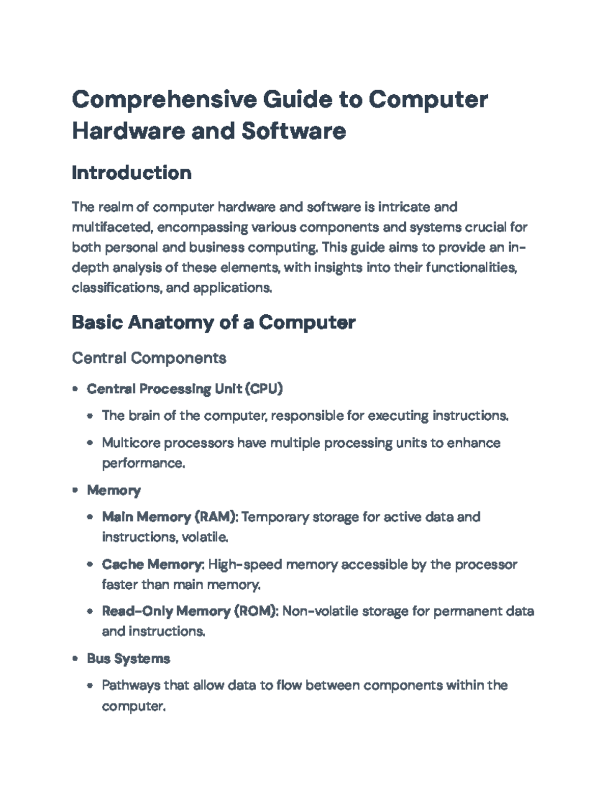 Comprehensive Guide to Computer Hardware and Software Systems ...