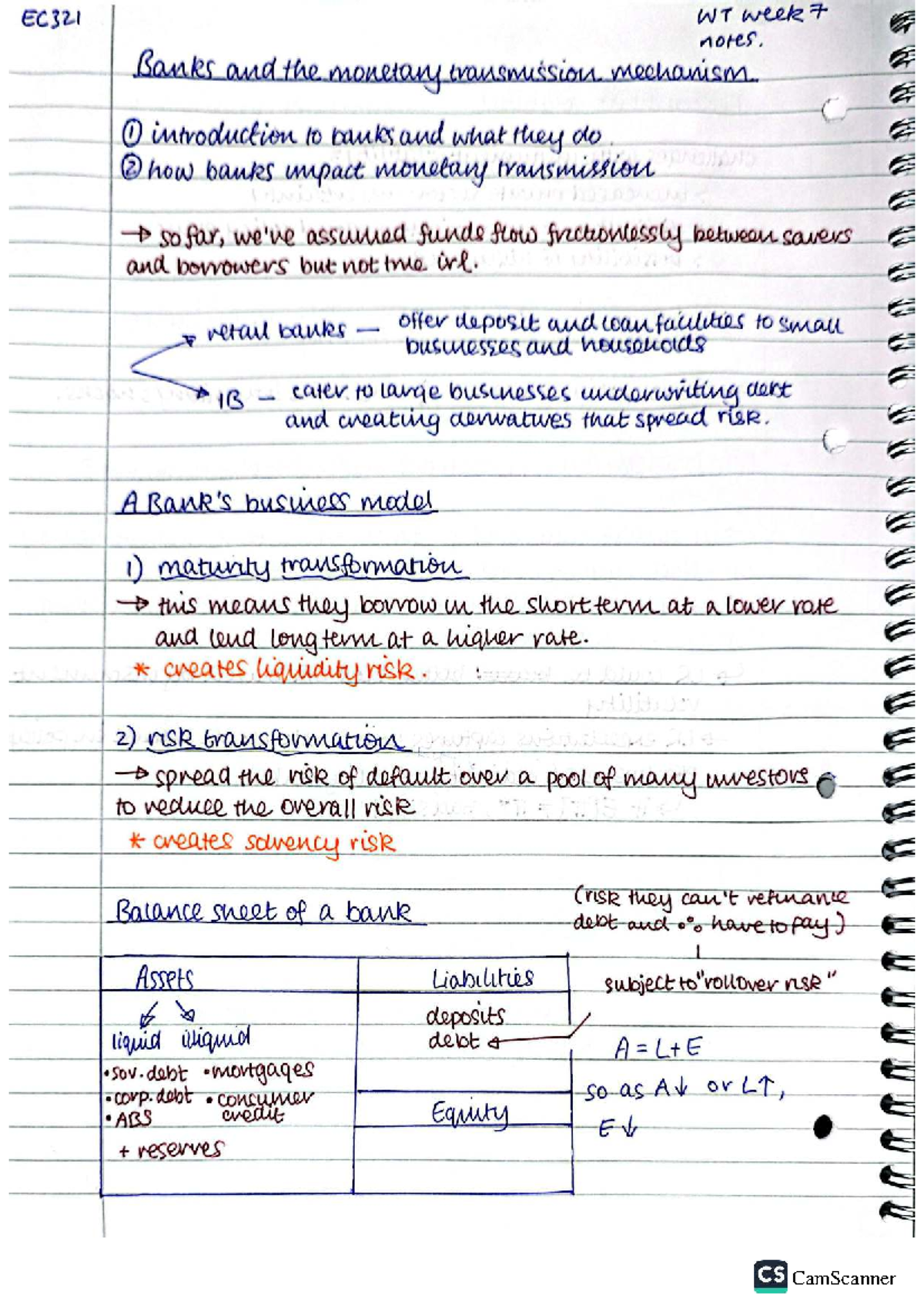 EC321 WT W7 - Lecture Notes on Banks & Monetary Transmission Mechanism ...