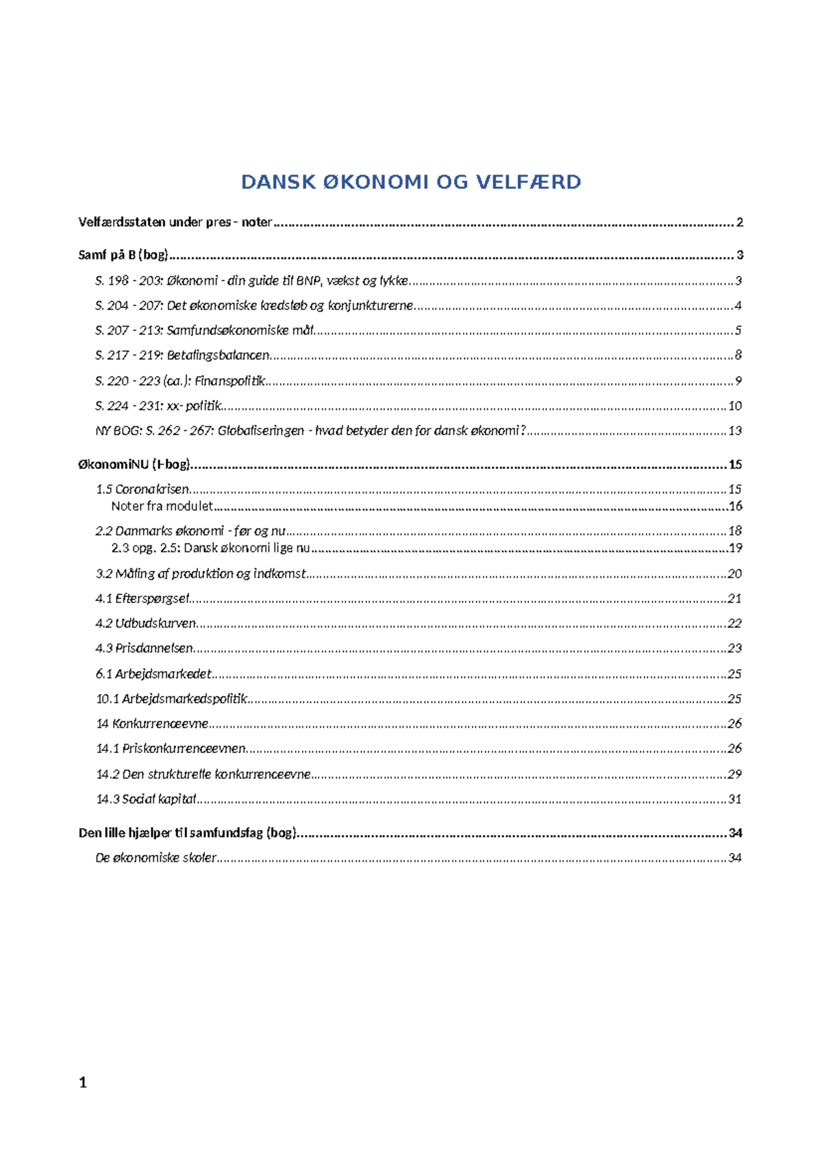 DANSK ØKONOMI OG VELFÆRD: Velfærdsstatens Udfordringer og Økonomiske ...