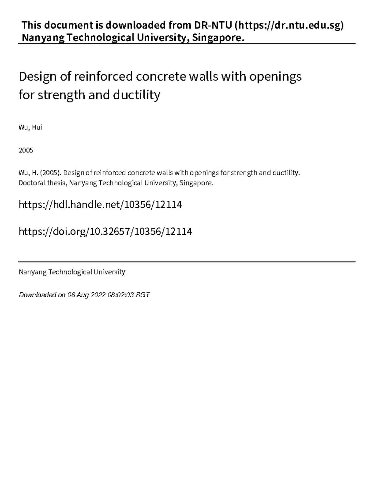 Design of Reinforced Concrete Walls with Openings for Strength and ...