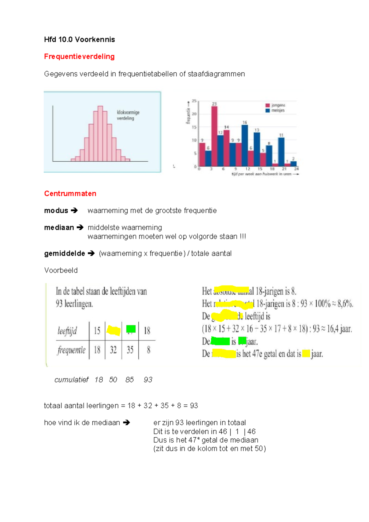 Hfd 10.0 Voorkennis: Frequentieverdeling en Spreidingsmaten - Studeersnel