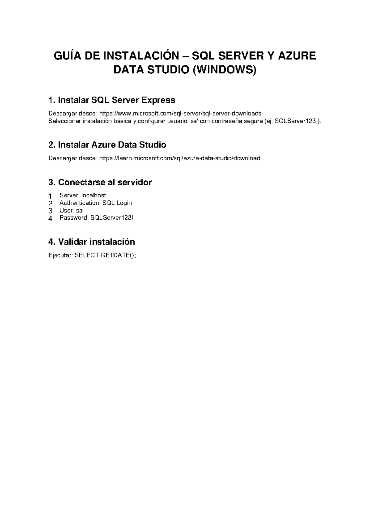 Guia SQL Windows - ...... - GUÍA DE INSTALACIÓN – SQL SERVER Y AZURE ...