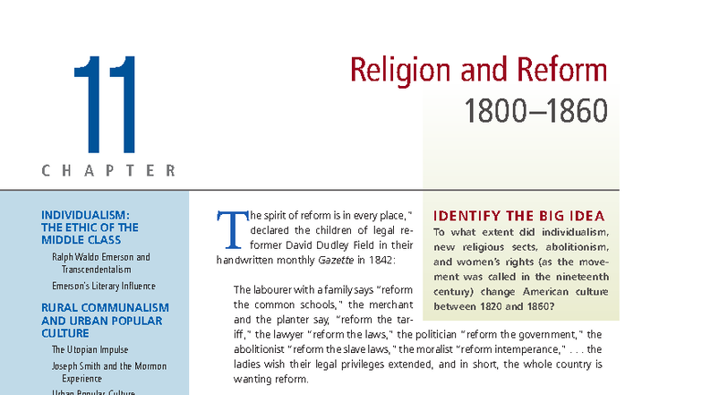 Religion and Reform 11: Individualism and the Spirit of Change in 19th ...