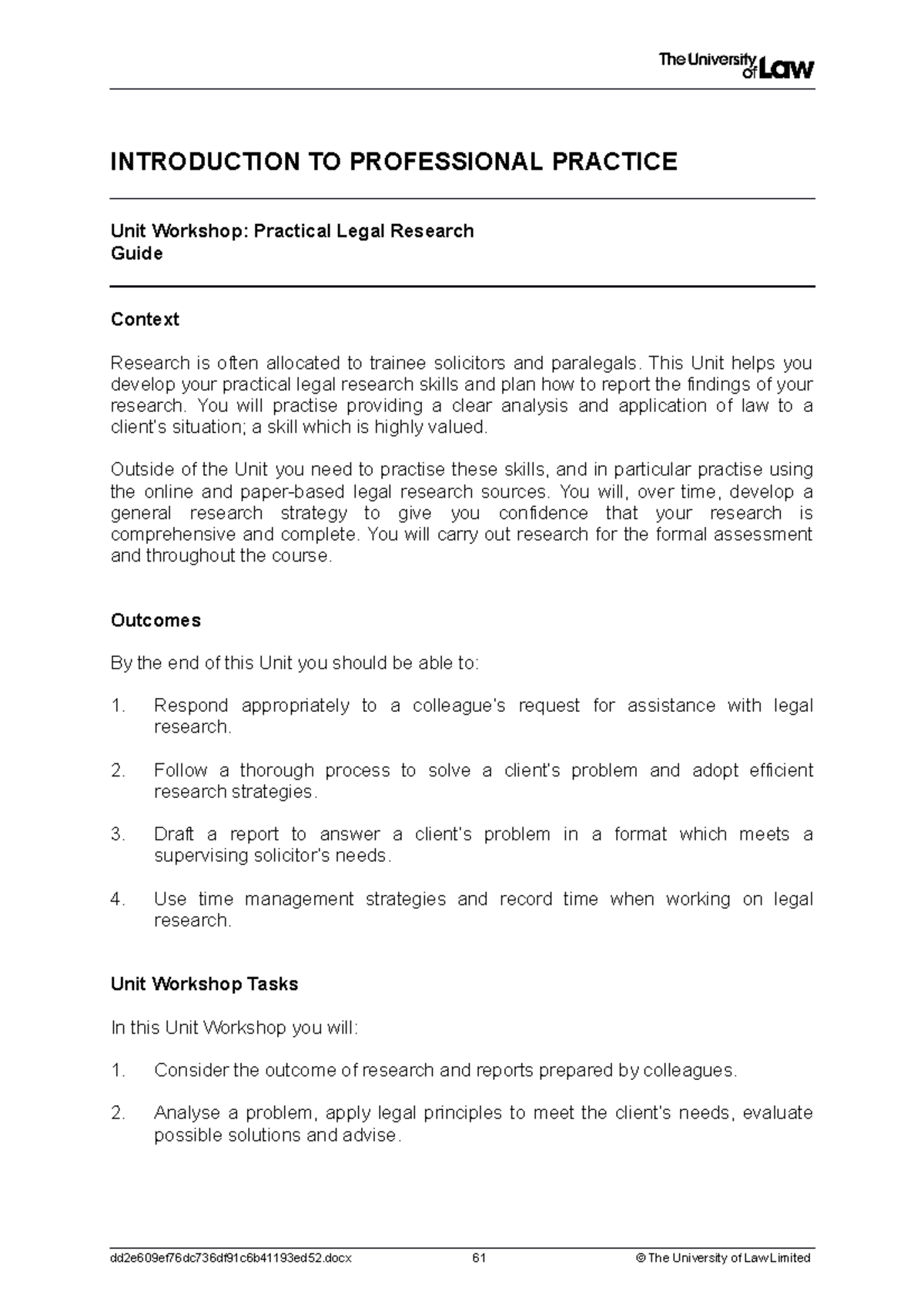 Practical Legal Research Guide (Unit Workshop): Skills for Lawyers ...