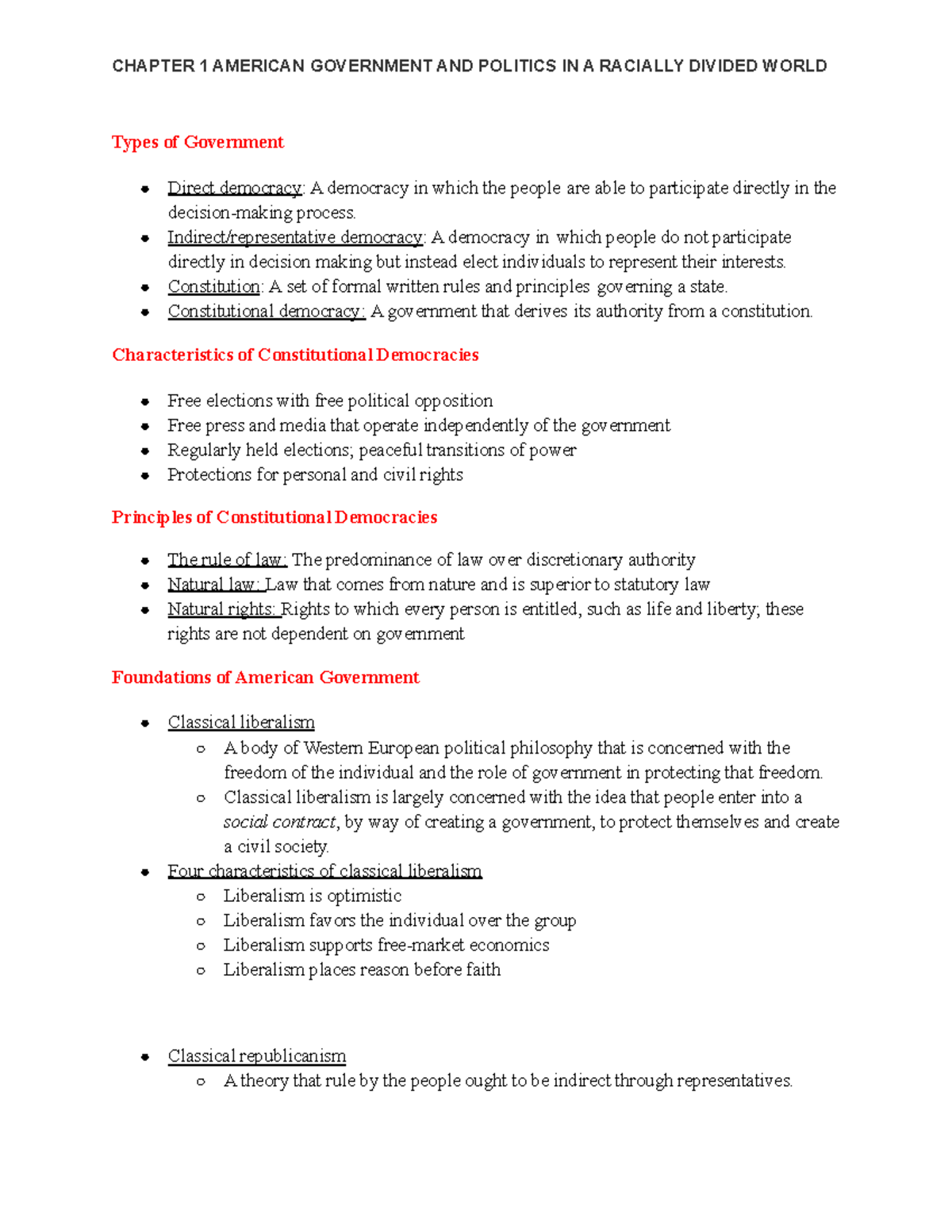 PSCI 2305 Chapter 1 - Lecture Notes on American Government & Politics ...