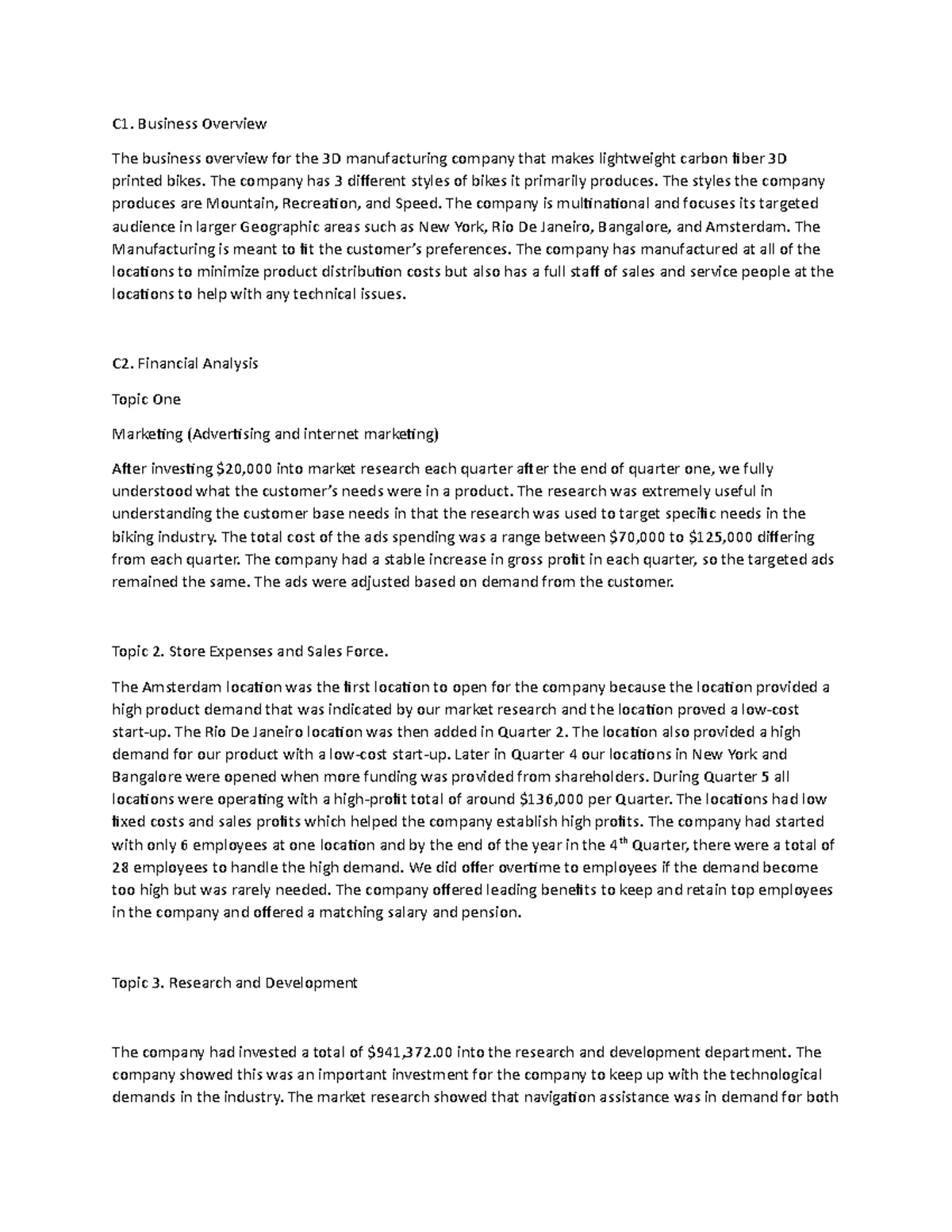 Business Simulation VMM2: Performance Report on Sunshine Bikes - Studocu
