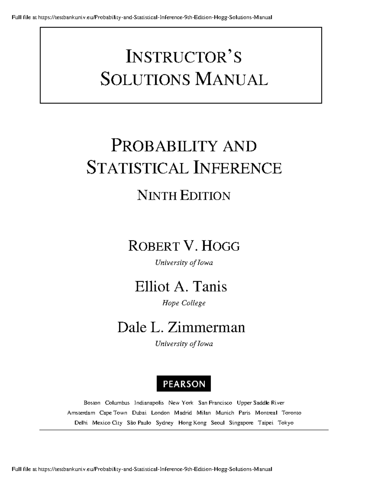 Solutions manual for probability and statistical inference (9th ed ...