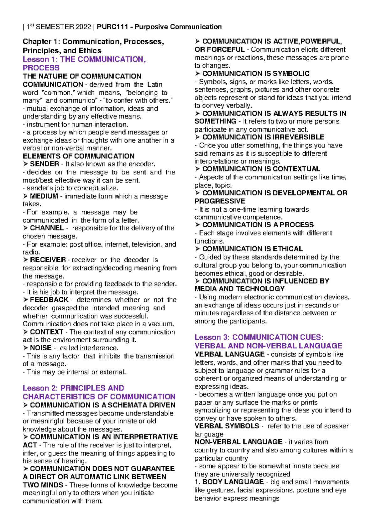 Purposive Communication Midterm Reviewer: Key Concepts & Lessons - Studocu