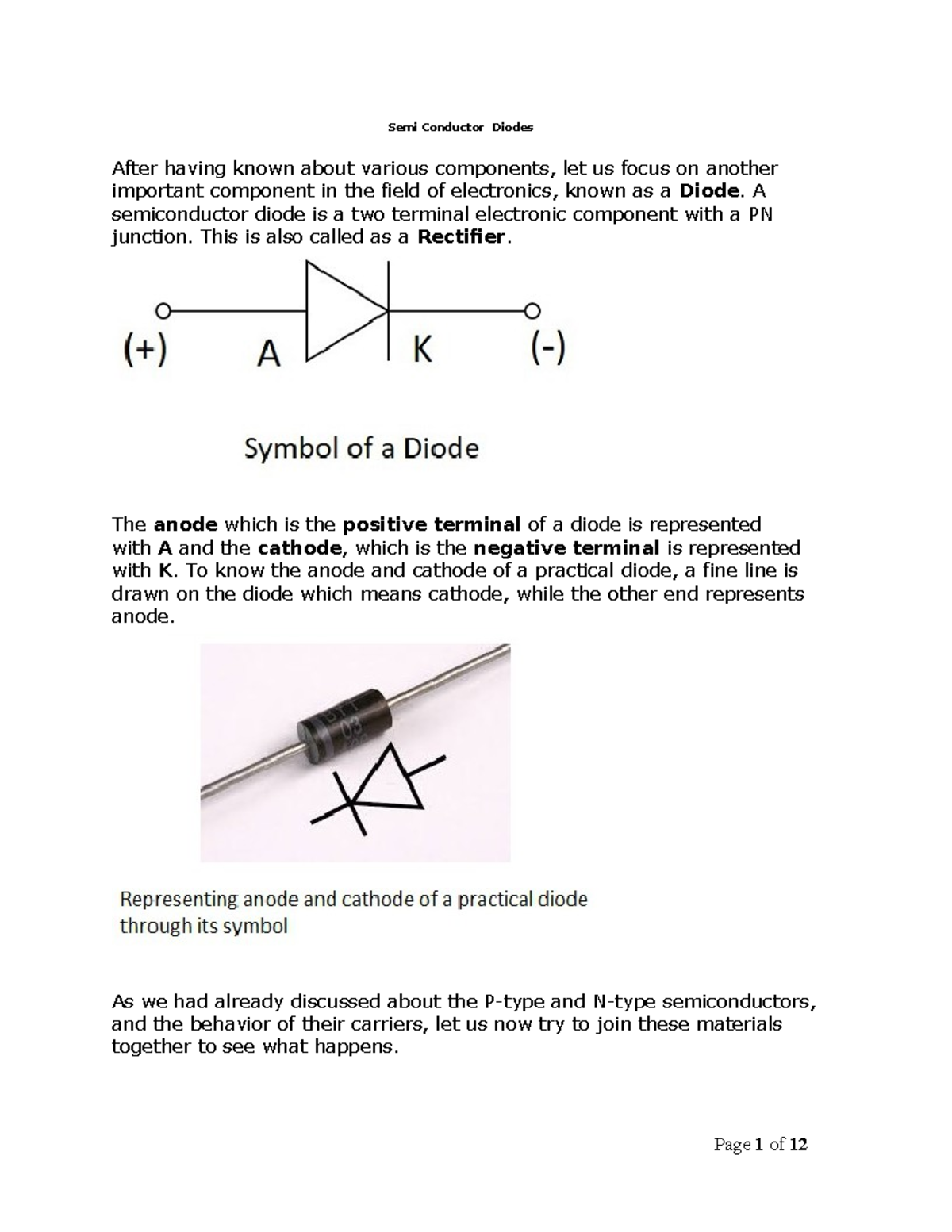 Semi Conductor Diodes - Lecture Notes on PN Junctions and Biasing - Studocu