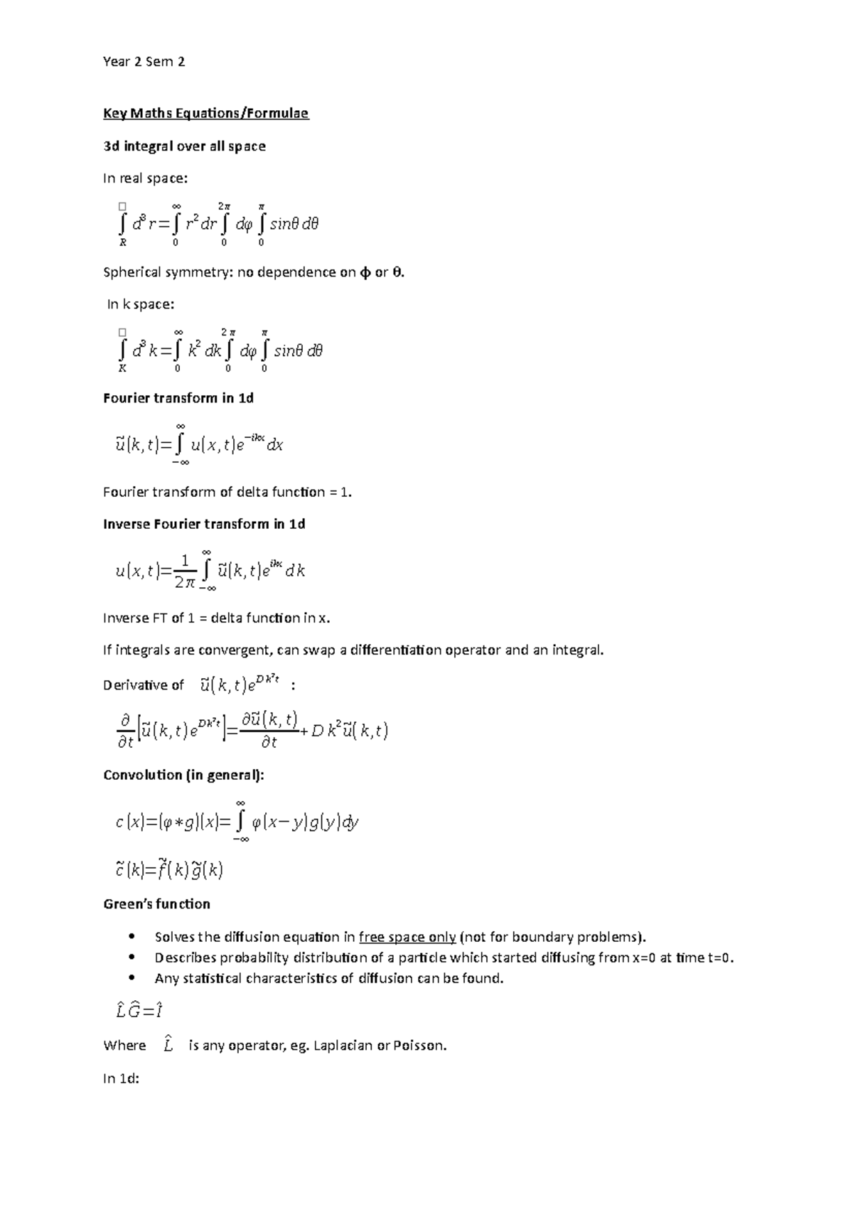Key Equations for Year 2 Mathematics for Physicists - Key Maths ...