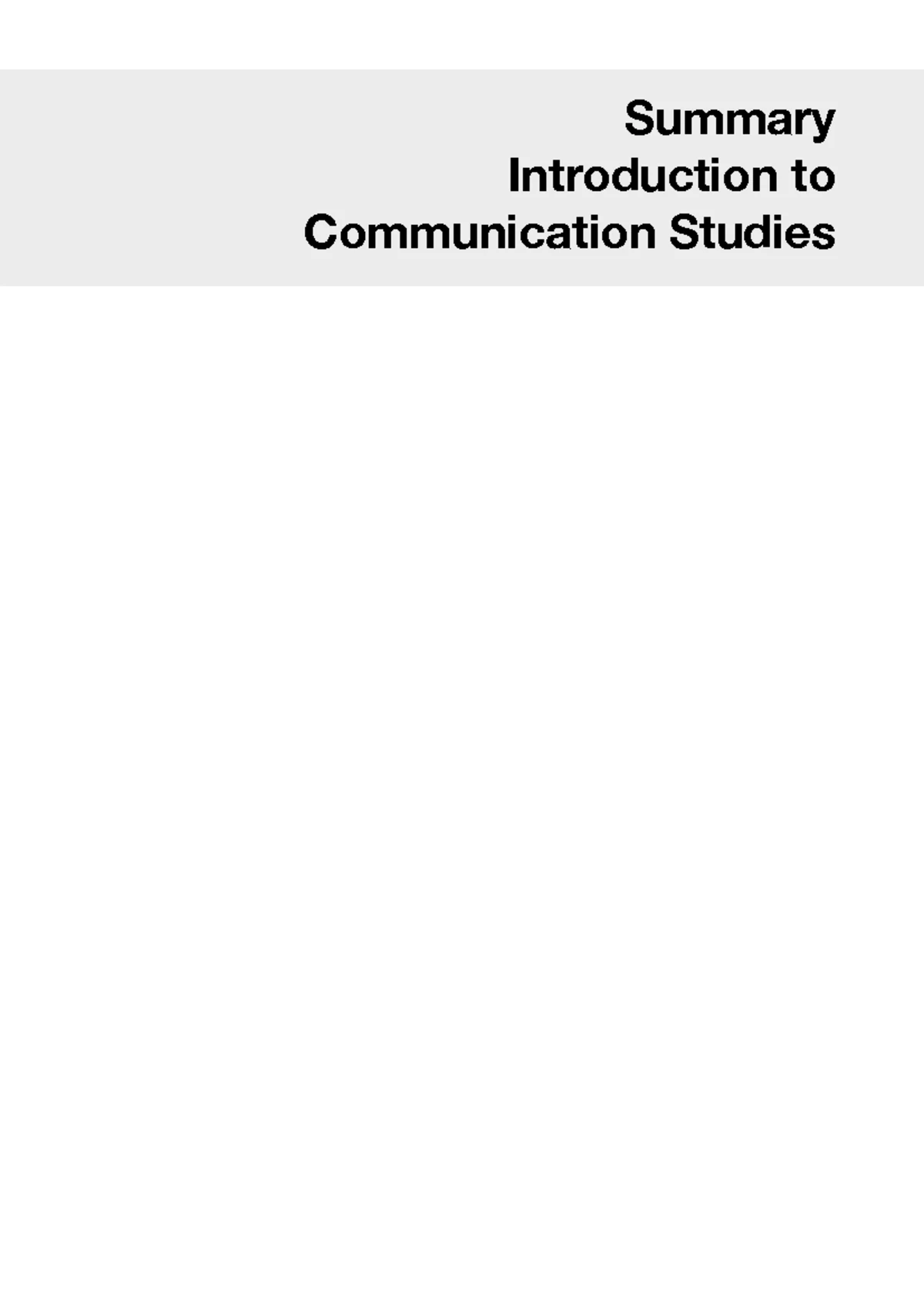 Introduction to Communication Studies (CS101): History and Development ...