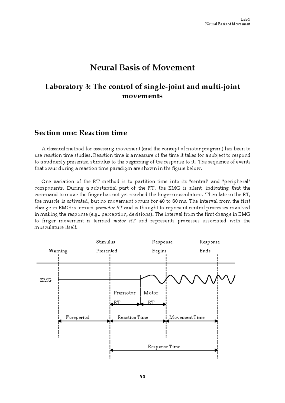 Lab 3: Neural Basis of Movement and Reaction Time Mechanics - Studocu