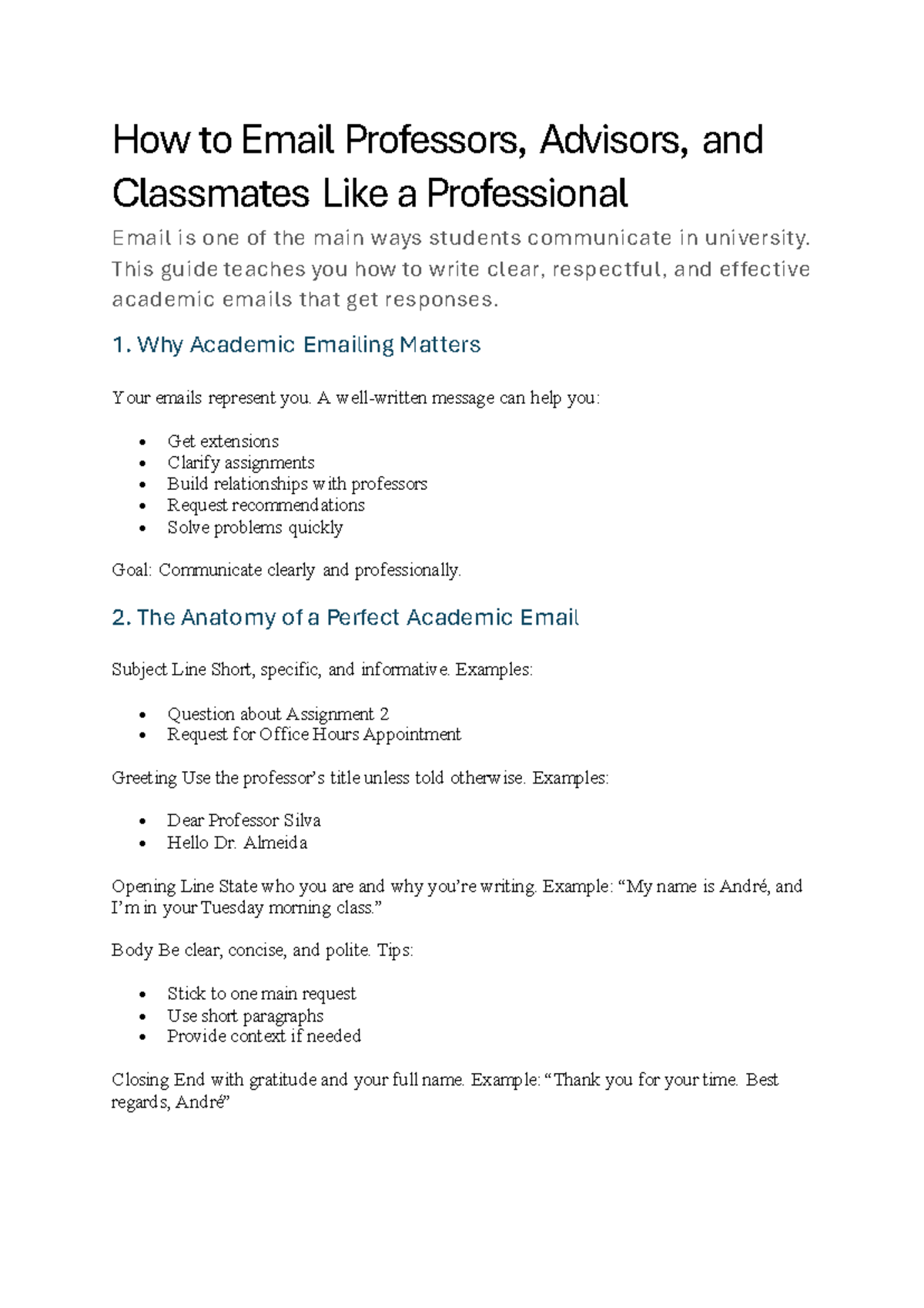 Effective Academic Emailing: A Guide for Students - Studocu