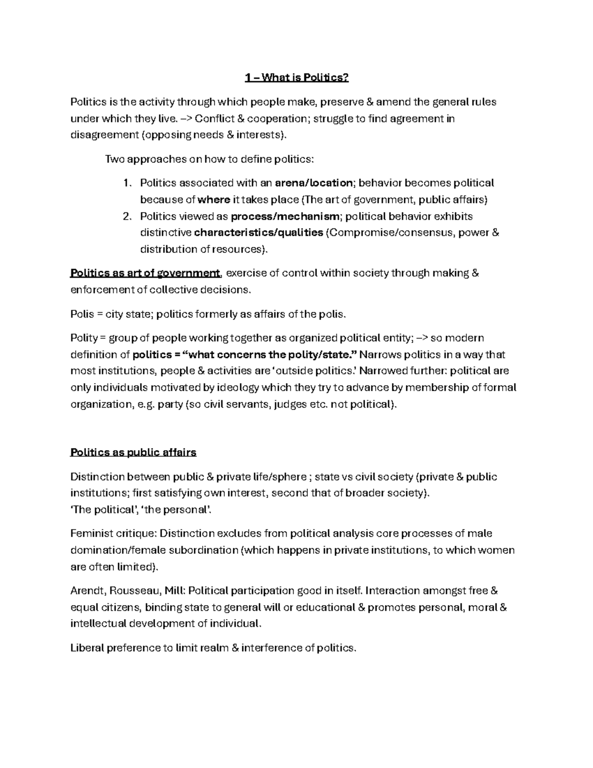 IPOL EXAM 1 - Understanding Political Concepts and Ideologies - Studeersnel