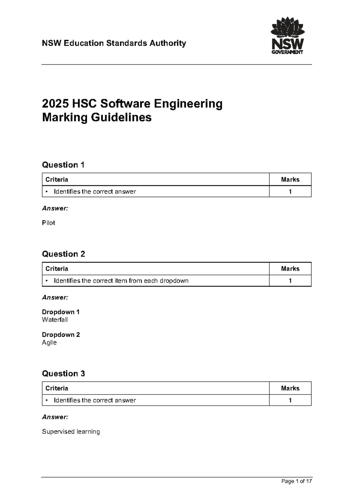 2025 HSC Software Engineering Marking Guidelines Overview - Studocu