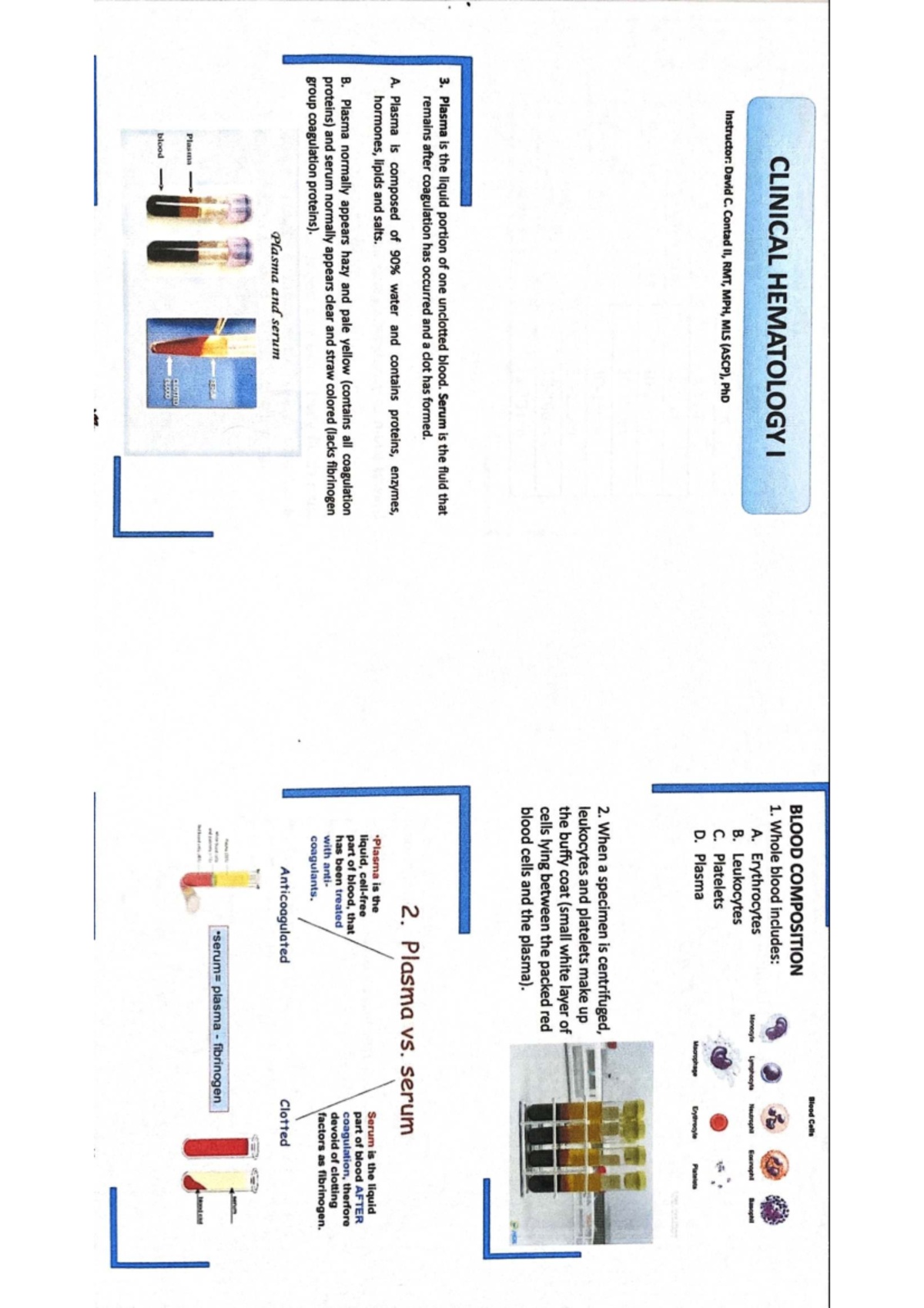 HEMA 1 - Blood Composition and Hematology Overview Lecture - Studocu
