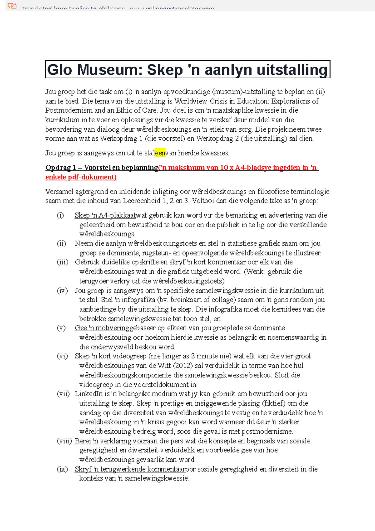 UTEW 221 - Project Assignment - Online Exhibition on Worldview Crisis ...