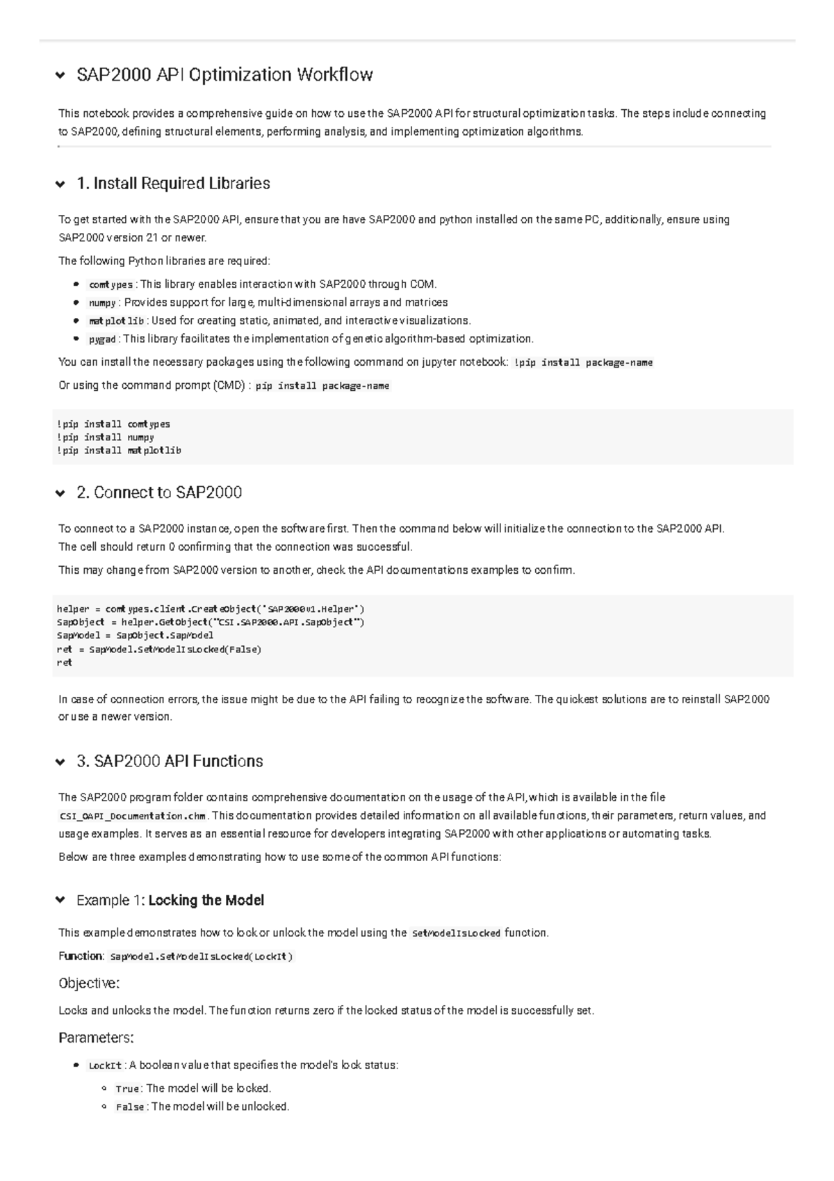 SAP2000 API Mini Guide for Structural Optimization Tasks - Studocu