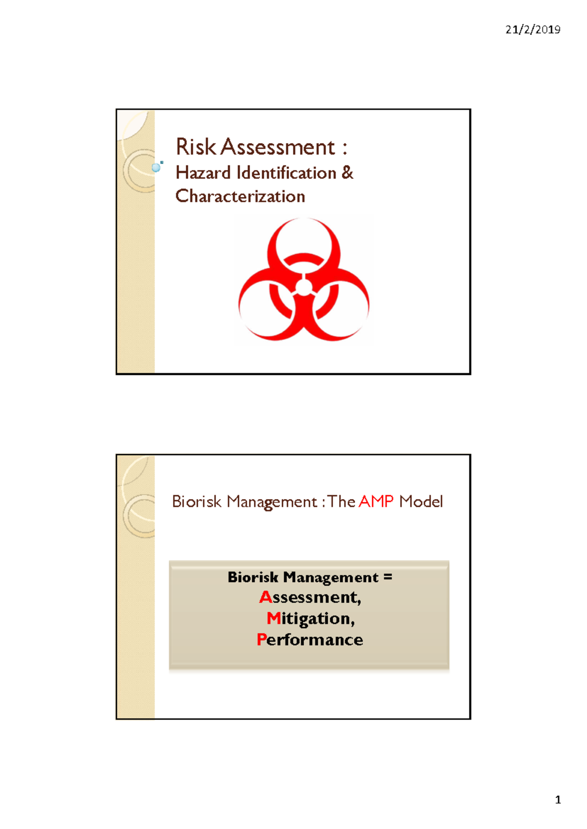 C02 Risk Assessment: Hazard Identification & Biorisk Management - Studocu