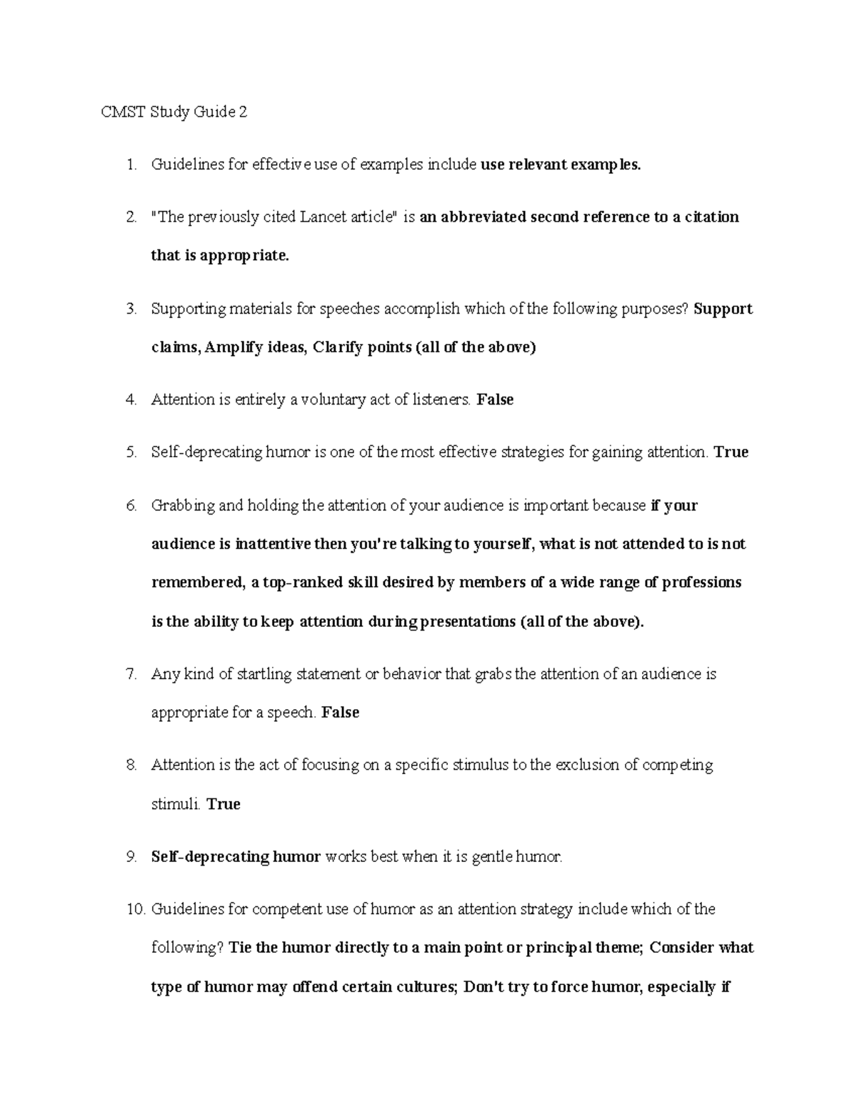 CMST 101 Study Guide 2: Key Concepts in Speech Fundamentals - Studocu