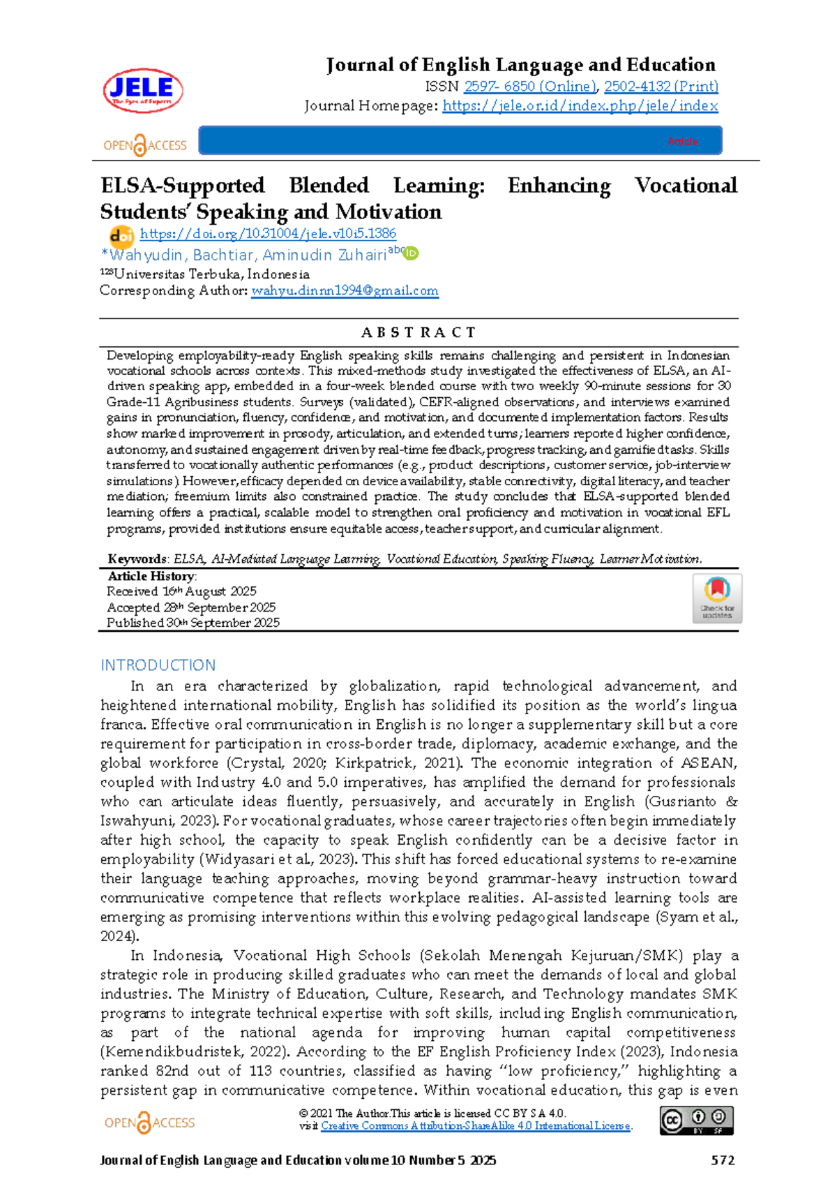 Blended Learning in Vocational Education: Enhancing Speaking Skills ...