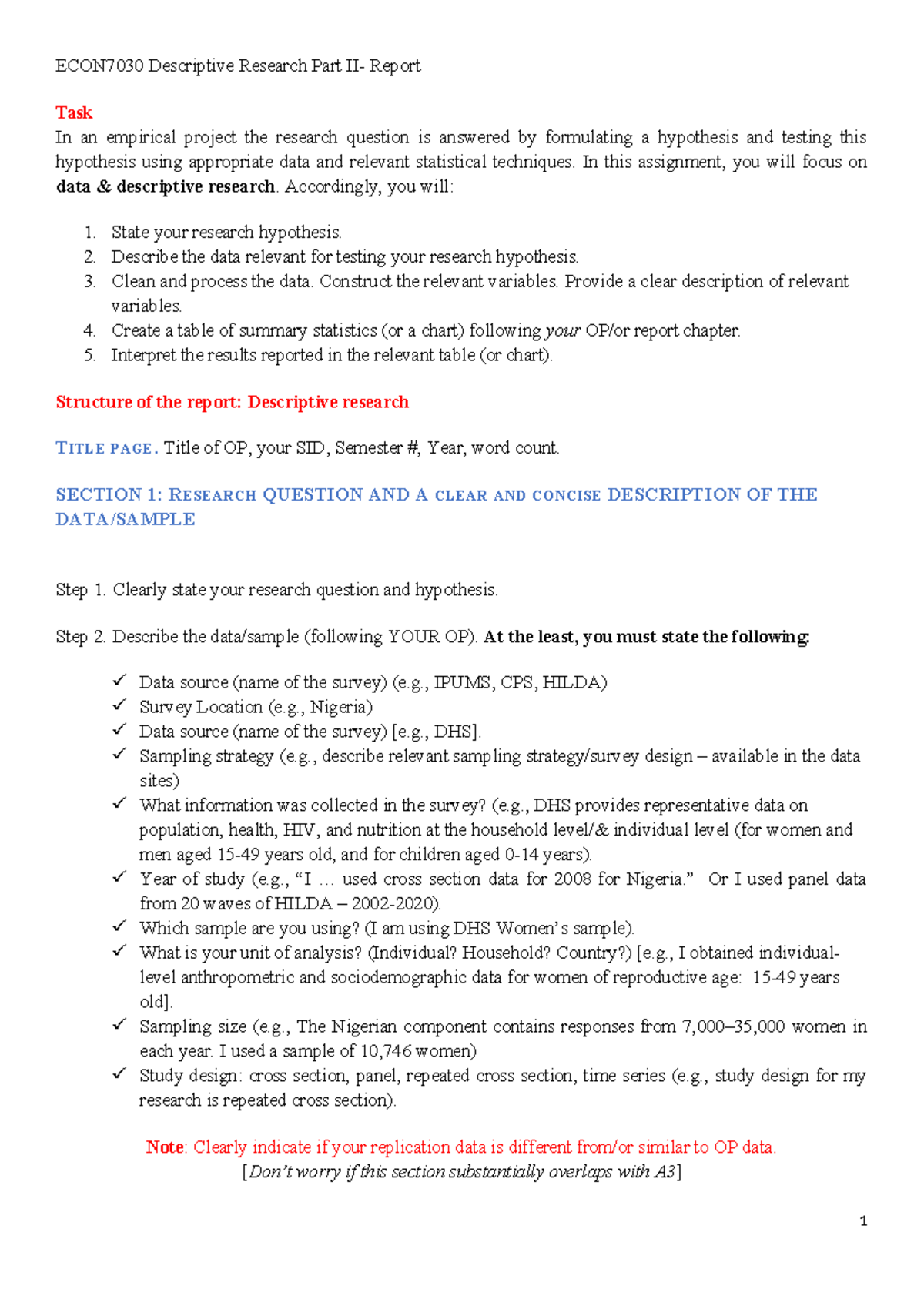 Descriptive Research and Technical Analysis: Data Processing ...