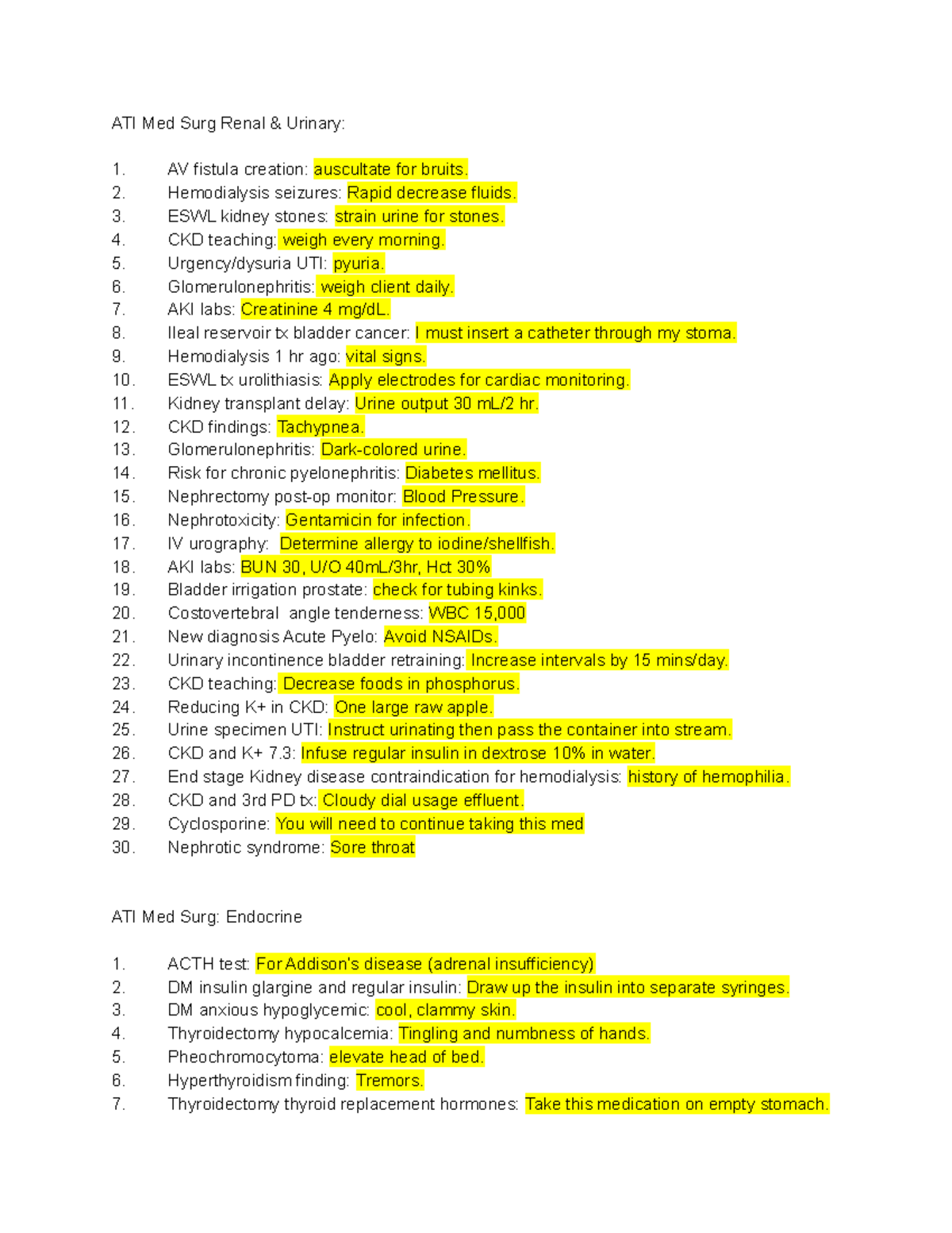 ATI Med Surg Renal & Urinary Review Questions and Notes - Studocu