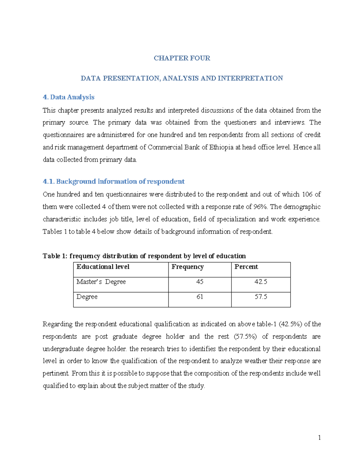 CHAPTER 4: DATA PRESENTATION, ANALYSIS & INTERPRETATION IN CRM - Studocu