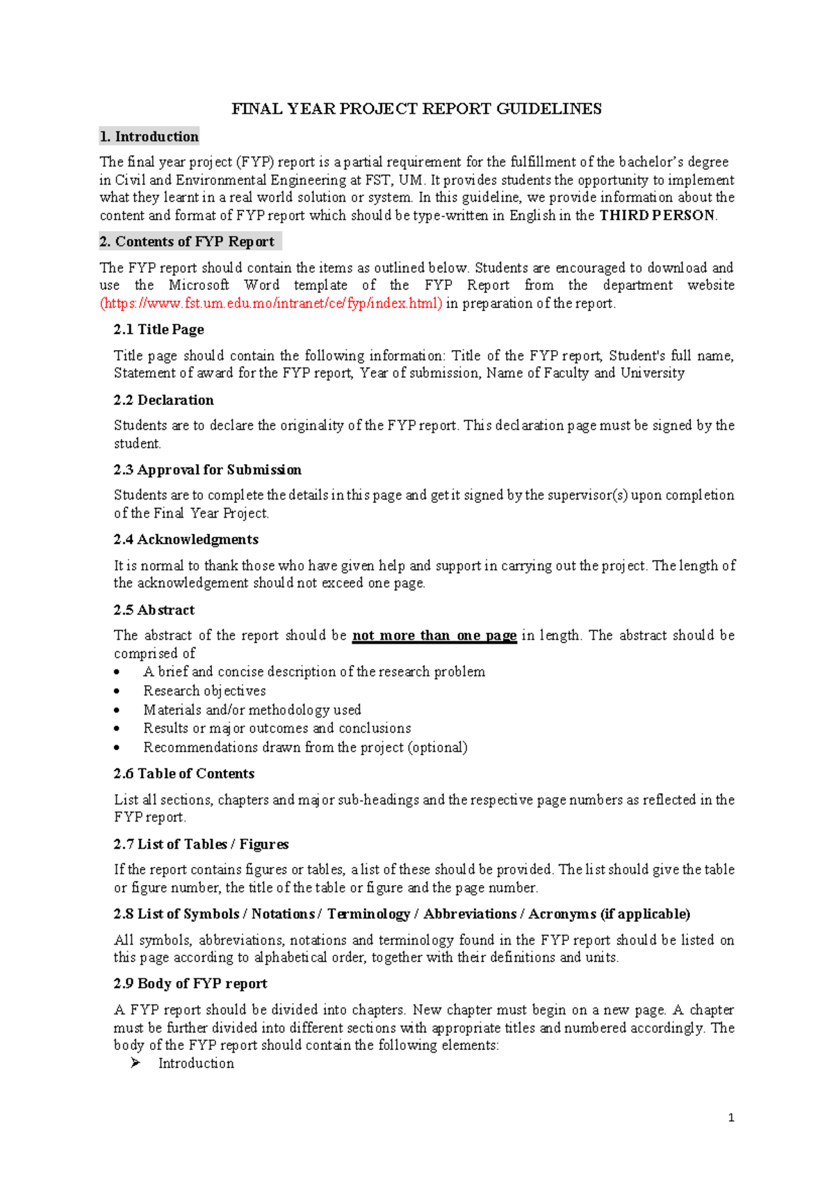 FYP report guideline 2018-2019 - FINAL YEAR PROJECT REPORT GUIDELINES ...