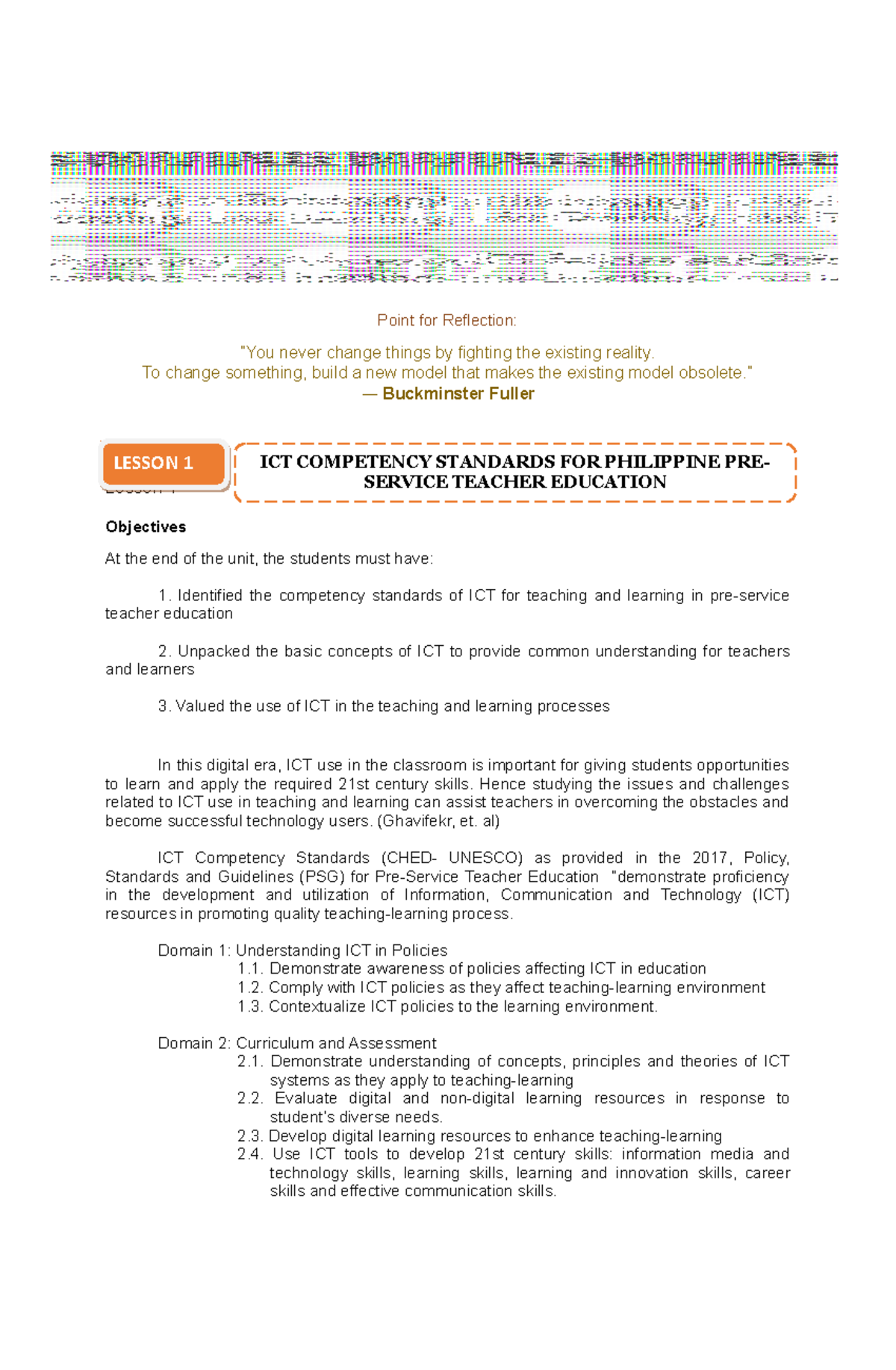 Module 1: Integrating ICT in Teaching and Learning Strategies - Studocu