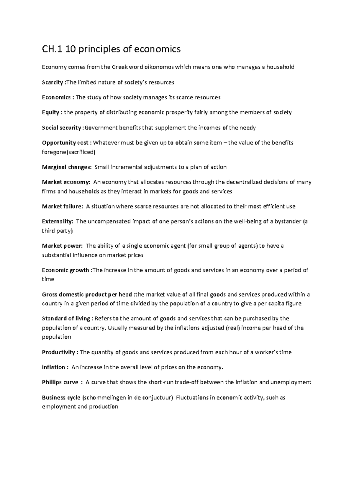 Summary of Economic Principles - ECON 101 - Studeersnel
