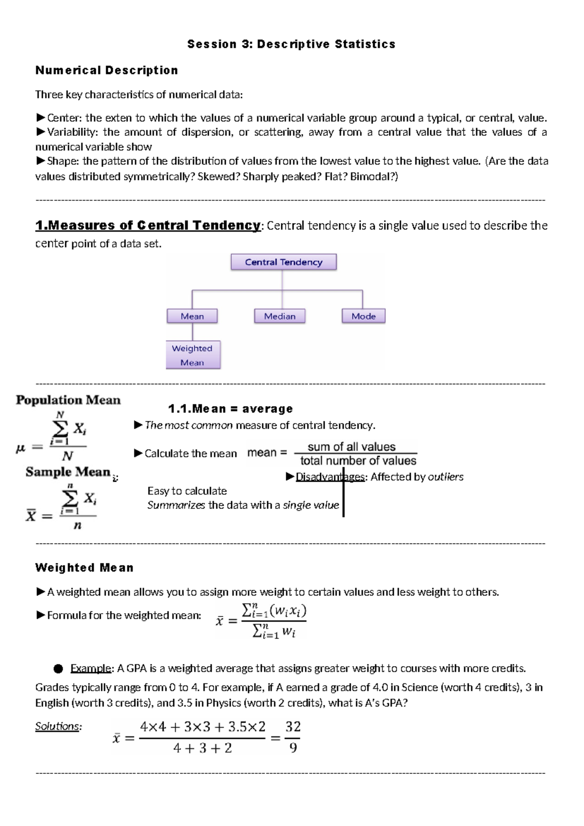SB format - summary - Session 3: Descriptive Statistics Numerical ...