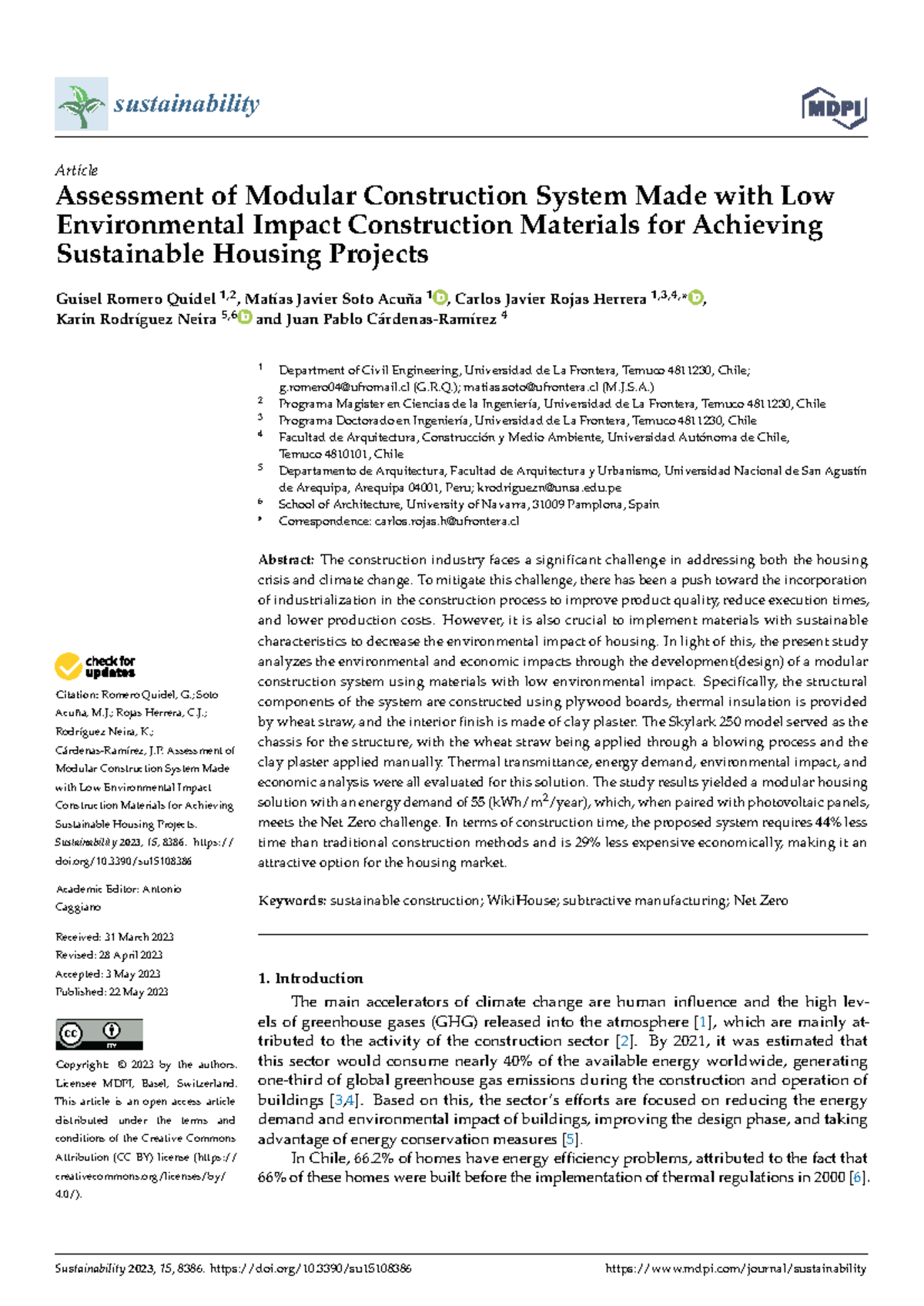 Assessment of Modular Construction Systems for Sustainable Housing ...
