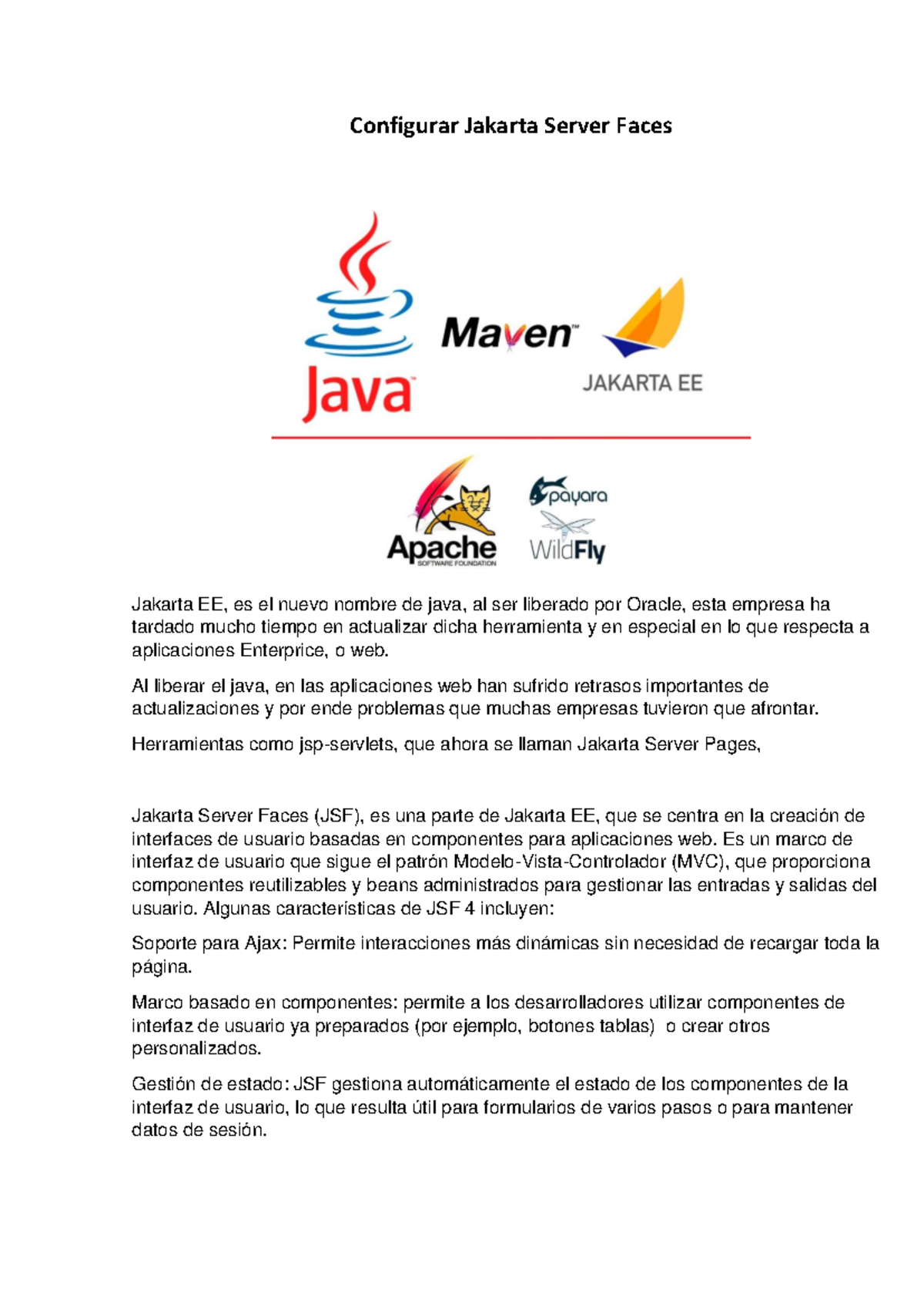 Guía de Configuración para Jakarta Server Faces (Java EE) - JSF 4 - Studocu
