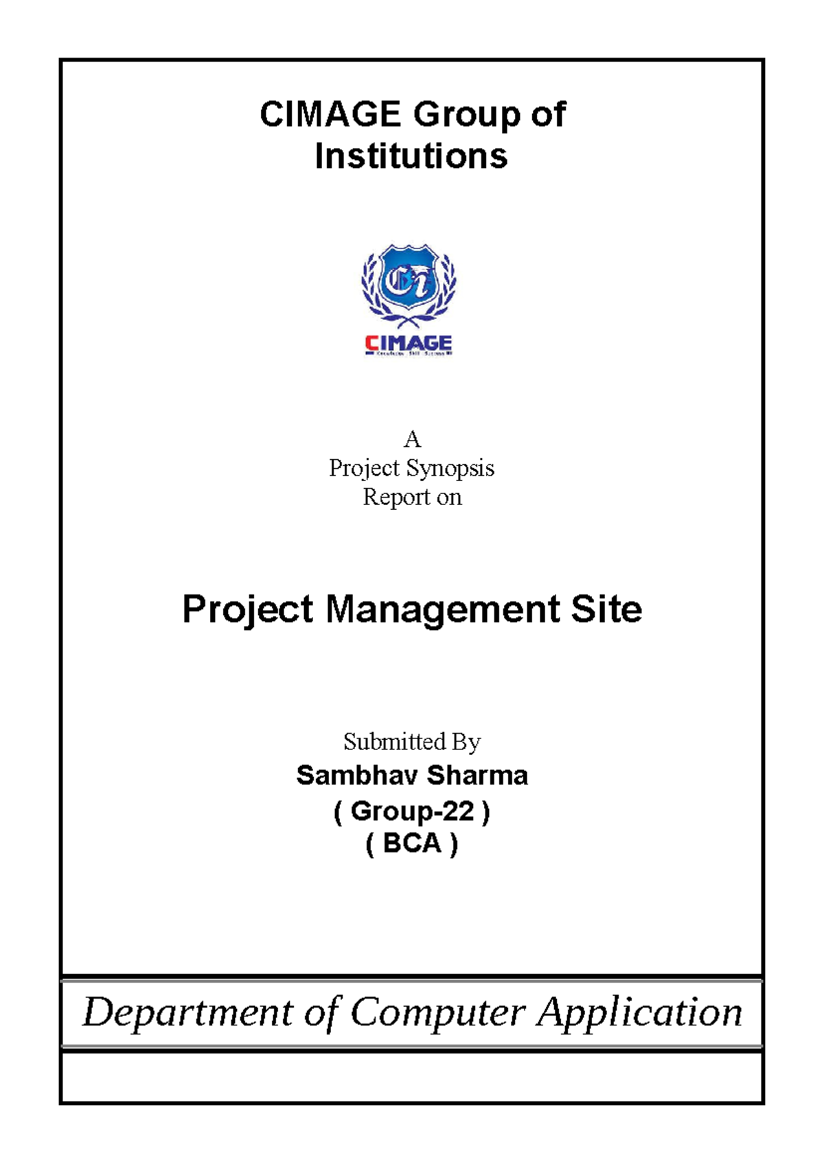 16742002 BCA Final Year Project Synopsis: Management Site - Studocu