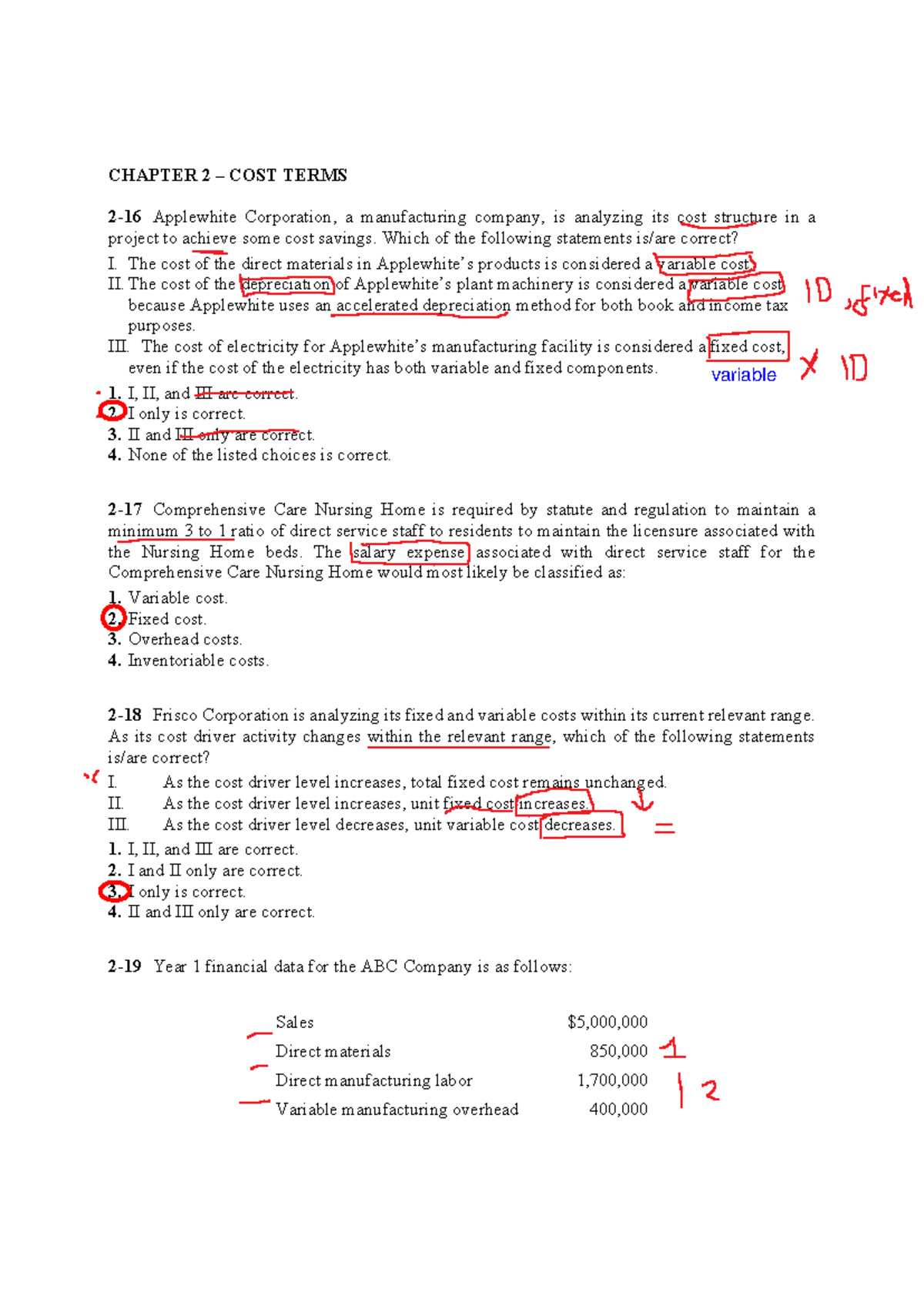 Tutorial 1 Chapter 2 Q - CHAPTER 2 – COST TERMS 2-16 Applewhite ...