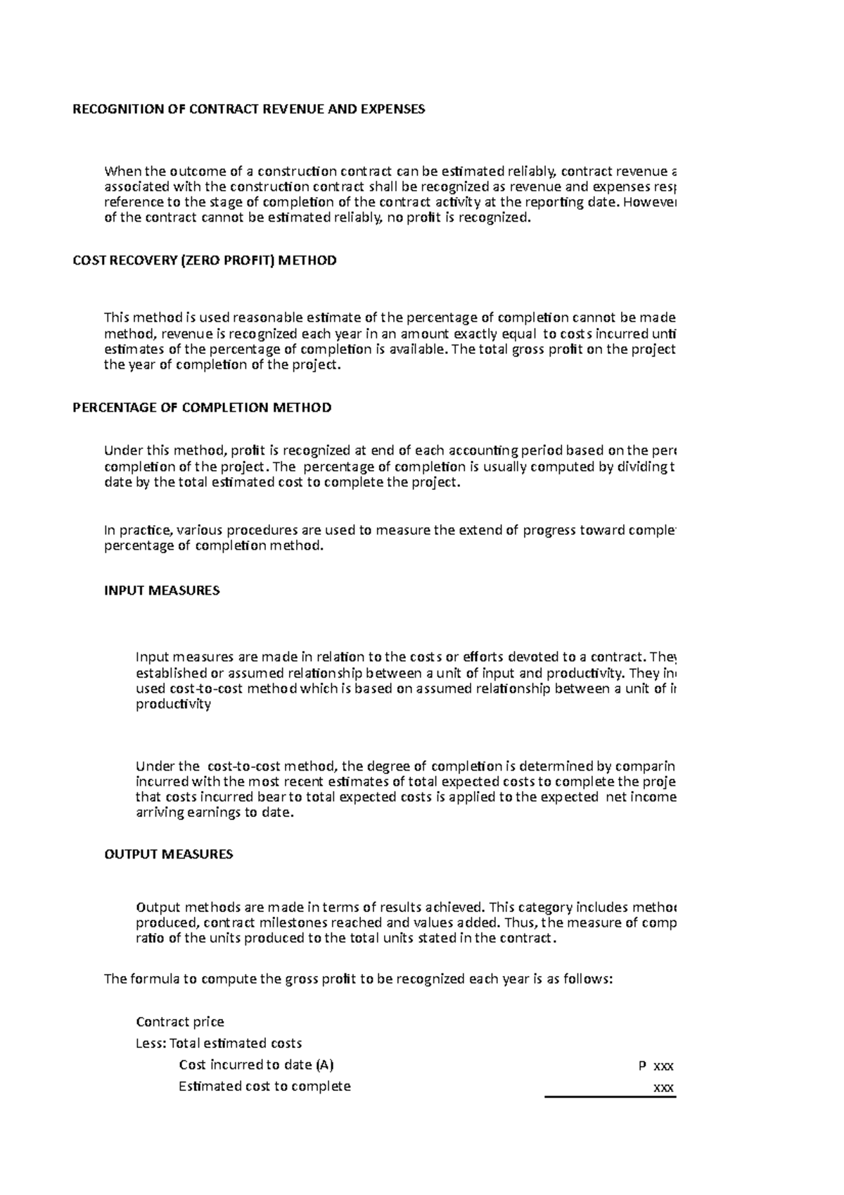 Pdfcoffeeeeee lecture notes - RECOGNITION OF CONTRACT REVENUE AND ...