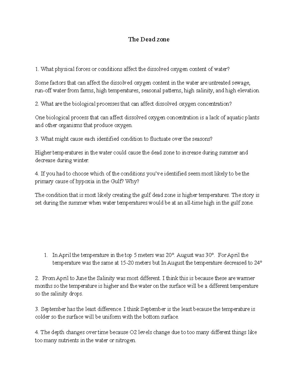 Copy of The dead zone - The deadline assignment for Bio109 Professor ...