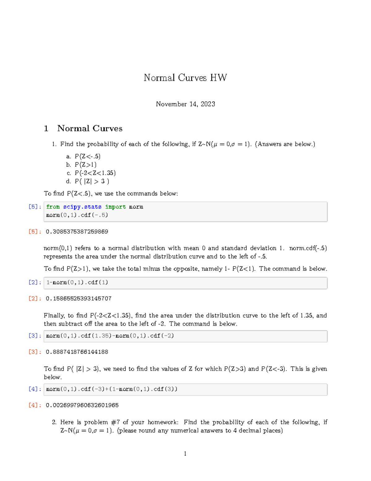 Normal Curves HW - sorry not the right one - Normal Curves HW November ...