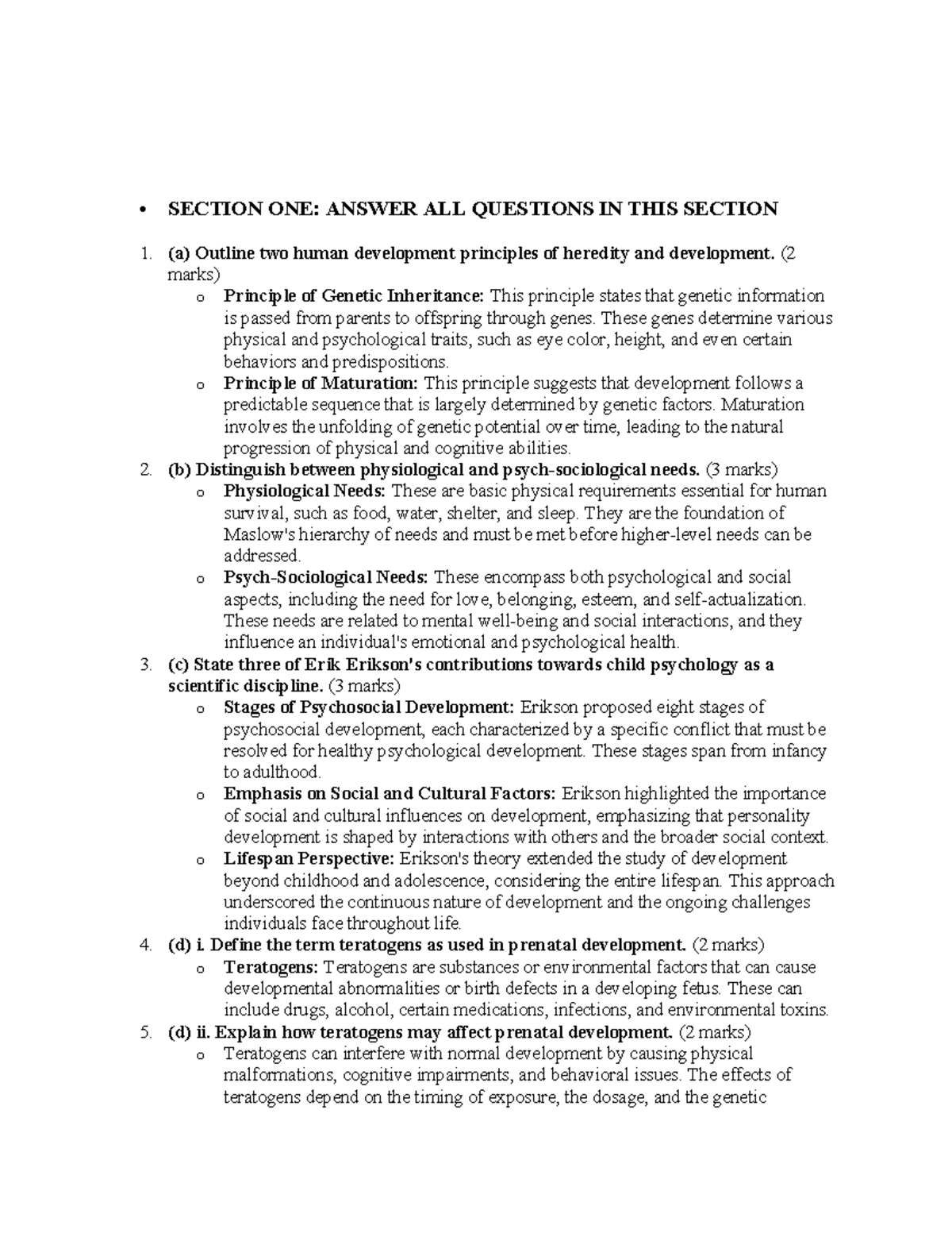 Section ONE.docx 2018 tdp - SECTION ONE: ANSWER ALL QUESTIONS IN THIS ...