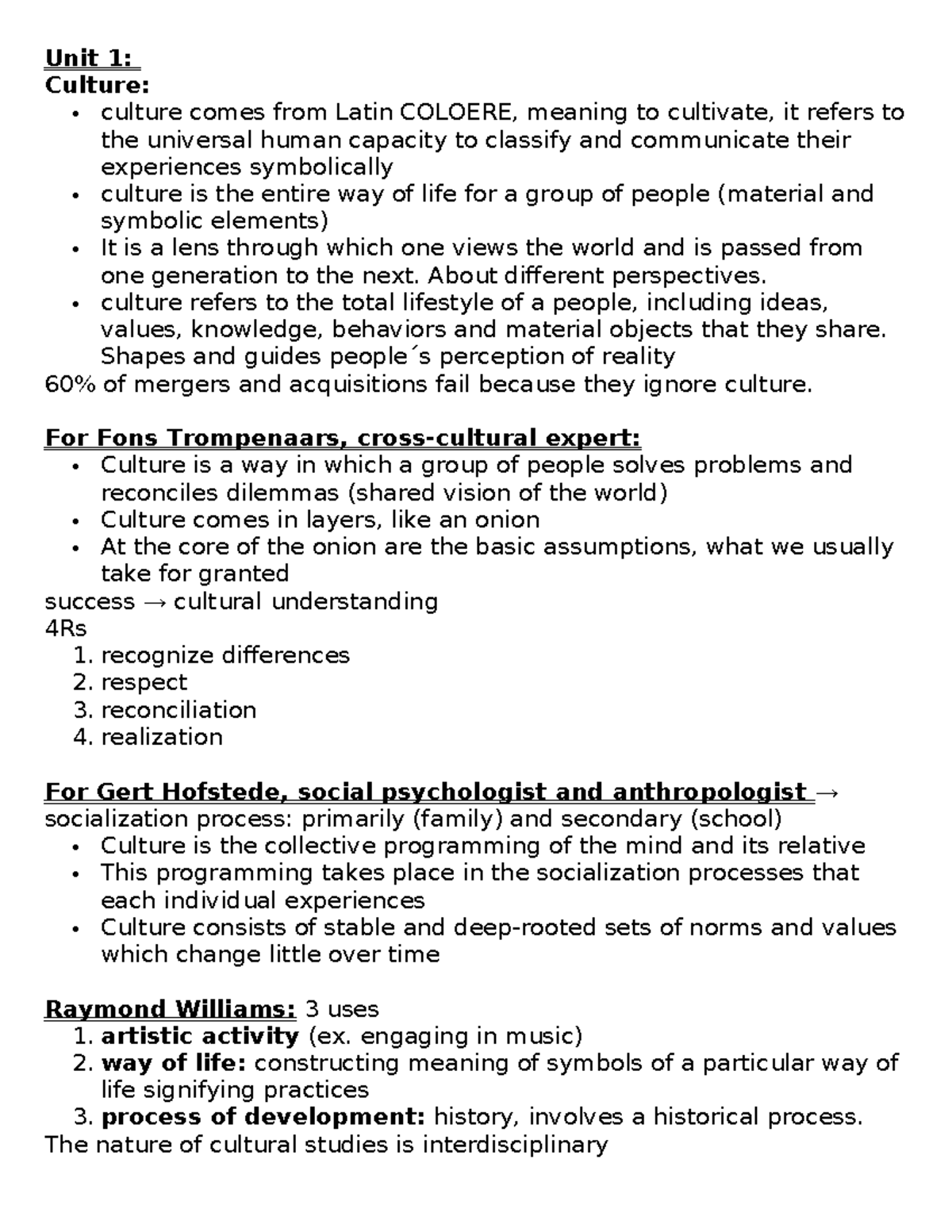 Unit 1: Understanding Culture and Its Impact on Society - Studocu