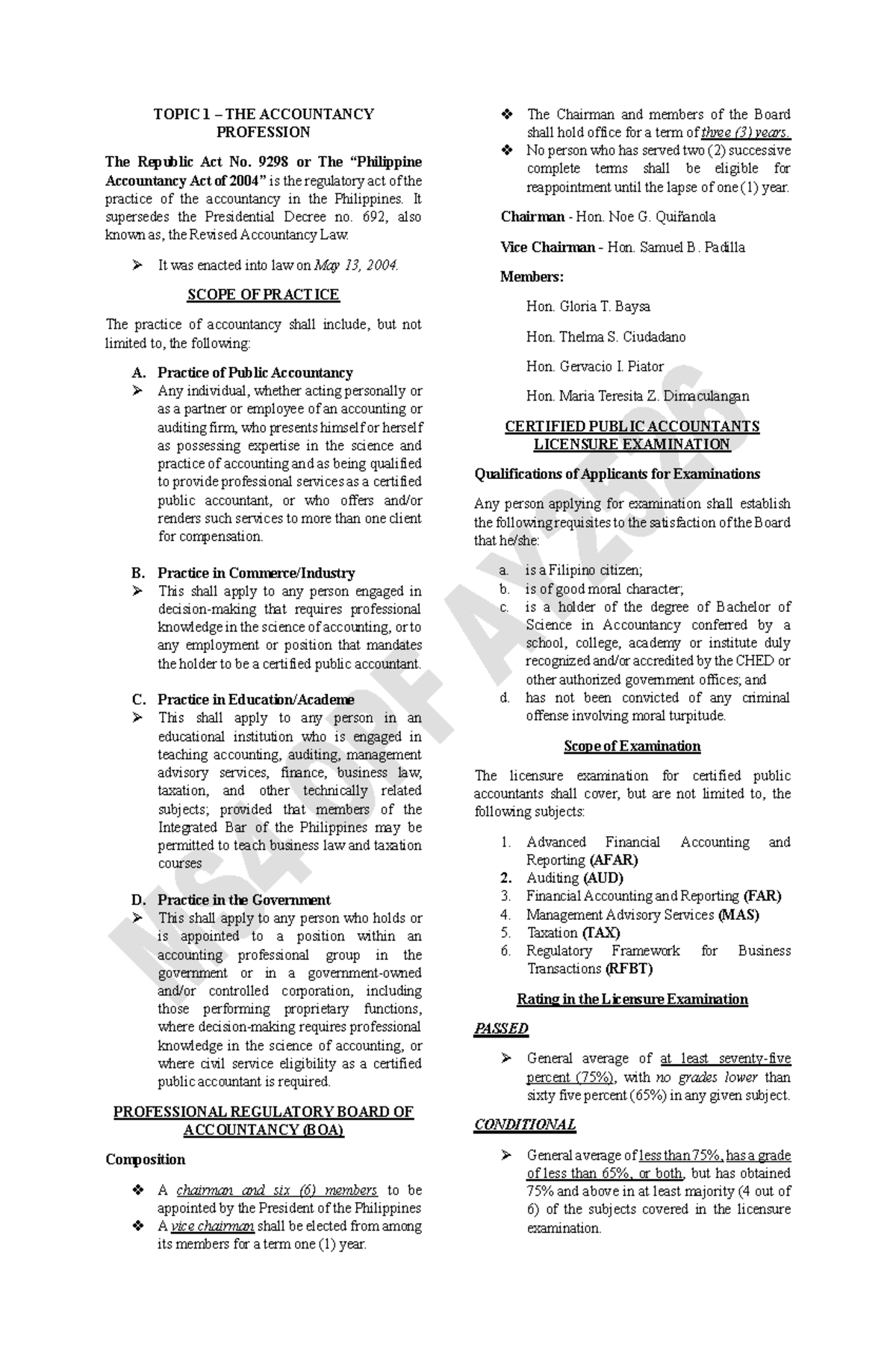 MAS4 Topic 1: Overview of the Accountancy Profession and Regulations ...