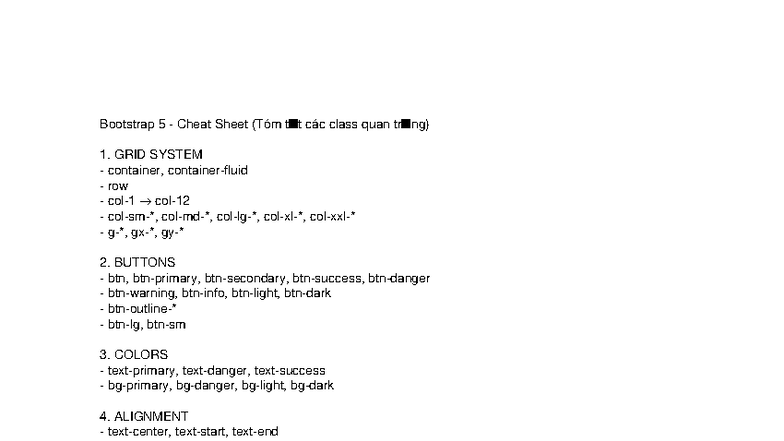 Bootstrap cheatsheet - ko phai - Bootstrap 5 - Cheat Sheet (Tóm tnt các ...