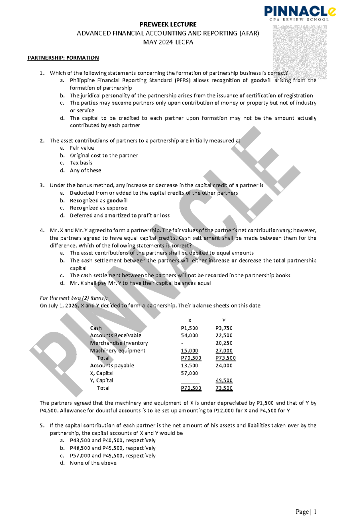 AFAR Preweek Lecture Notes: Partnership Formation & Operations (May ...