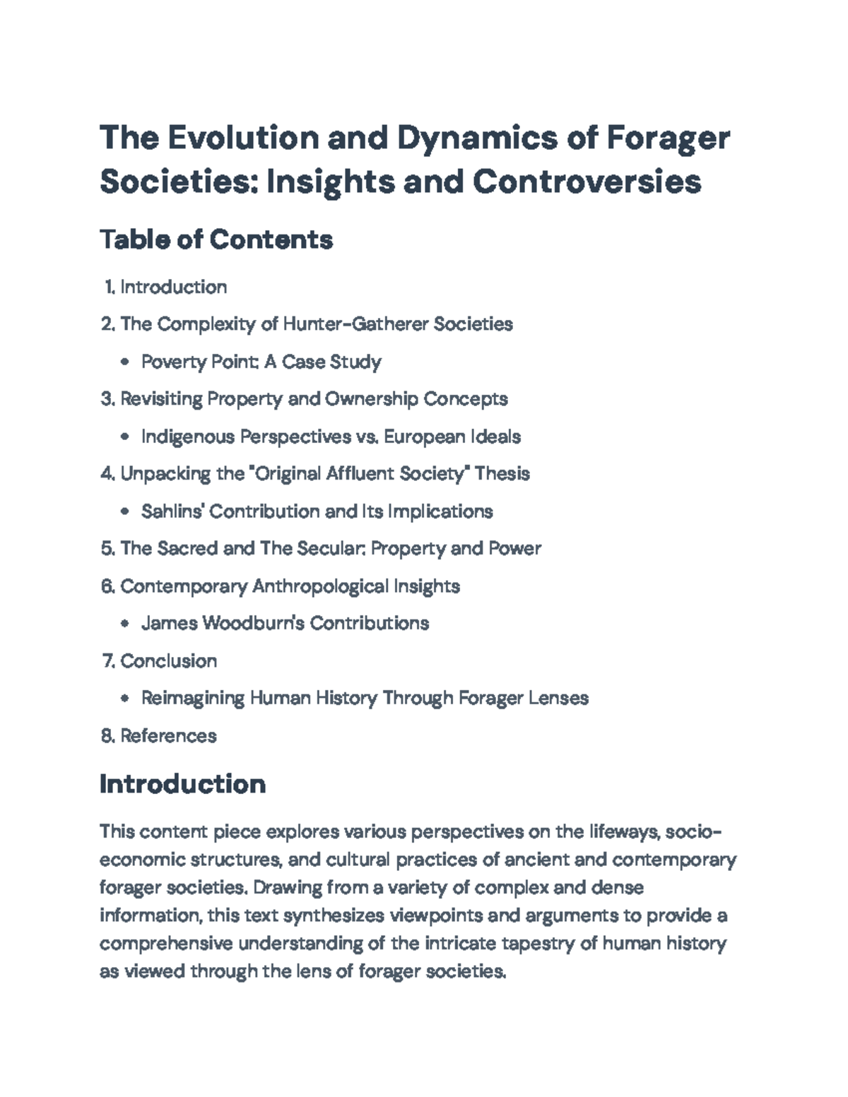 The Evolution of Forager Societies: Insights & Implications (ANTH 101 ...