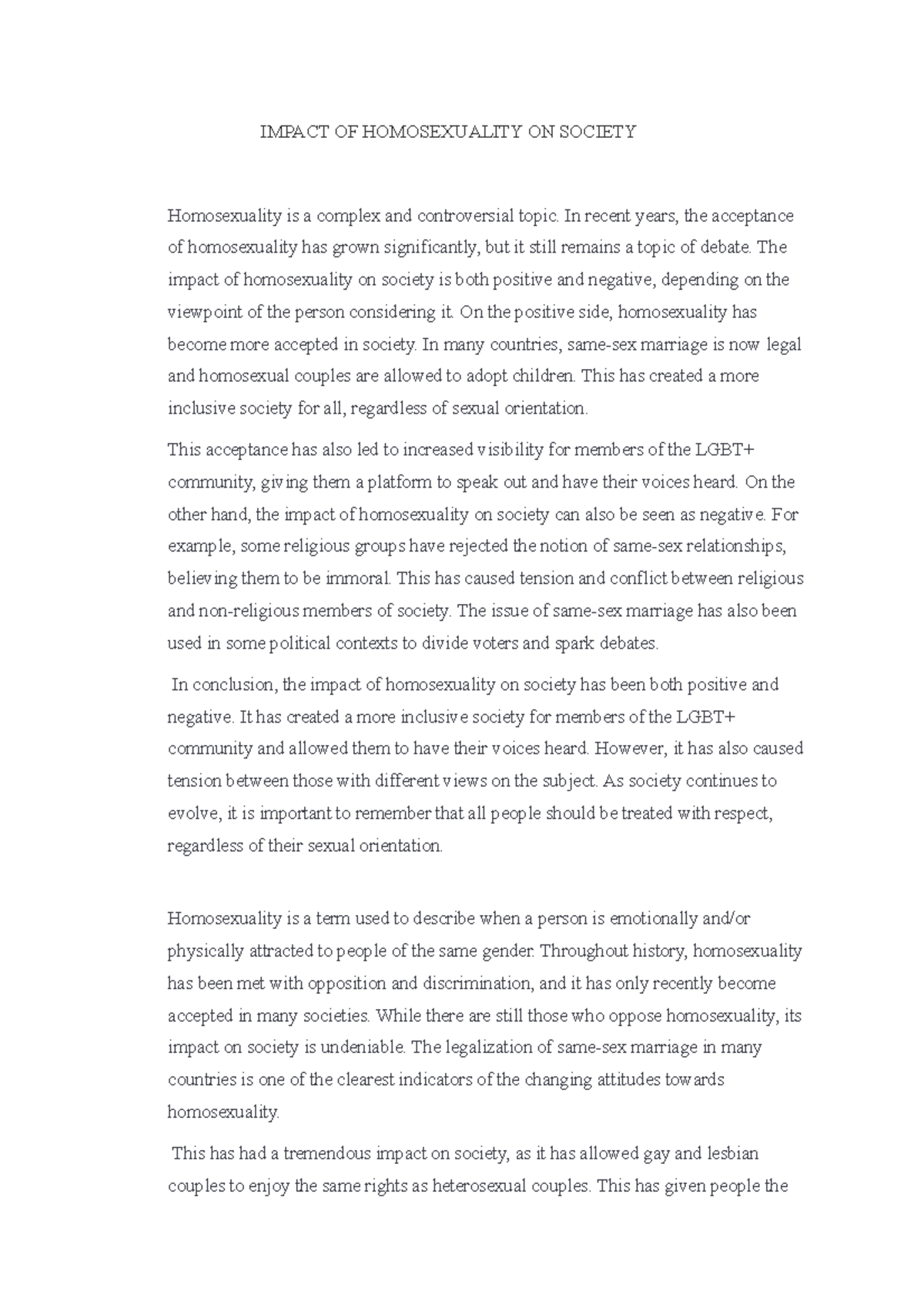 The Impact of Homosexuality on Society: Positive and Negative Aspects ...