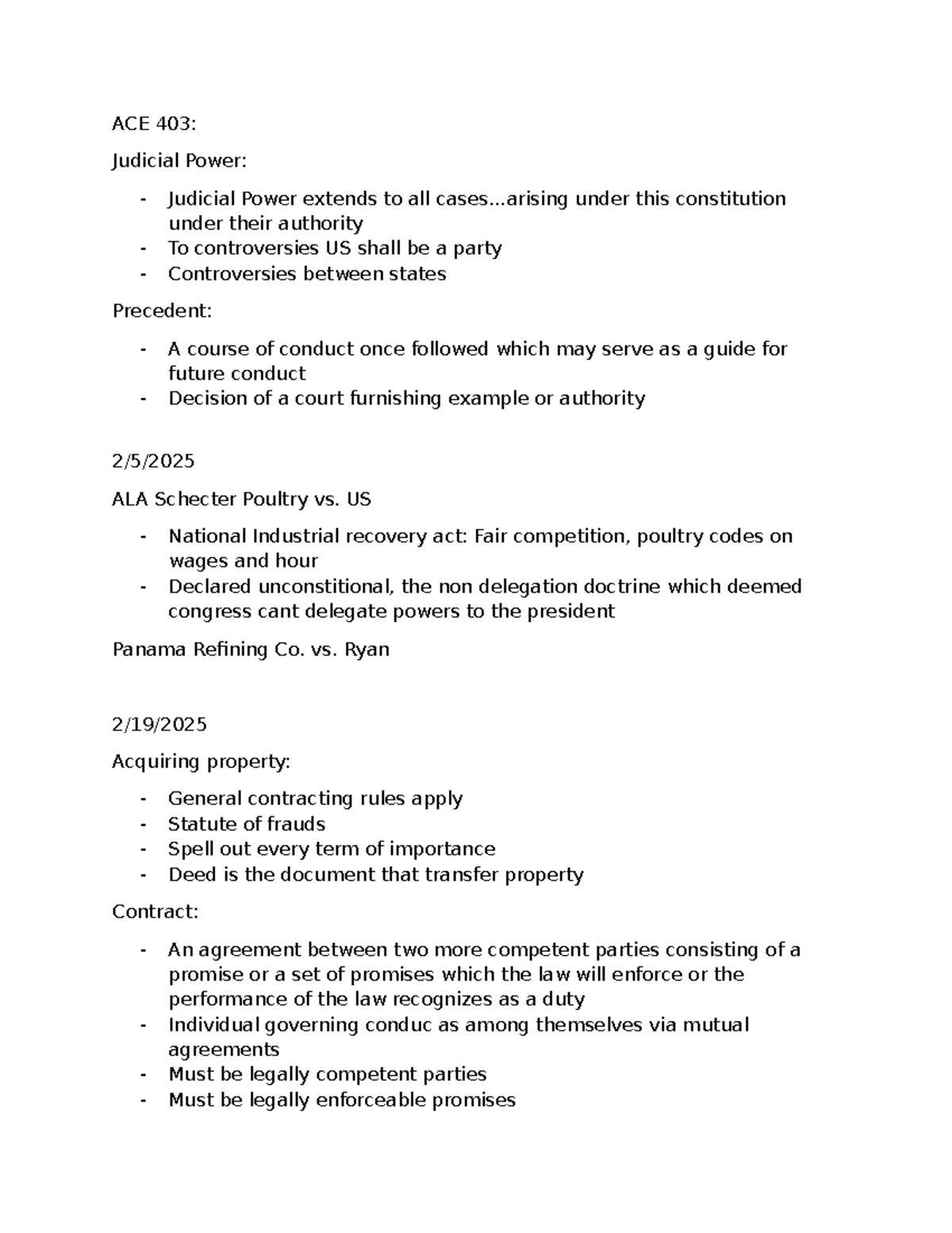 ACE 403: Judicial Power Notes and Key Case Summaries - Studocu