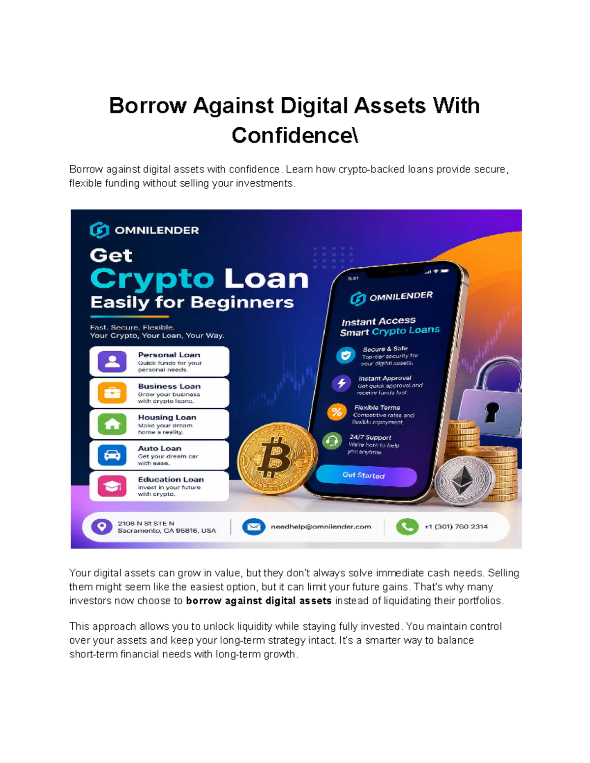 Borrowing Against Digital Assets: A Guide to Smart Financing - Studocu
